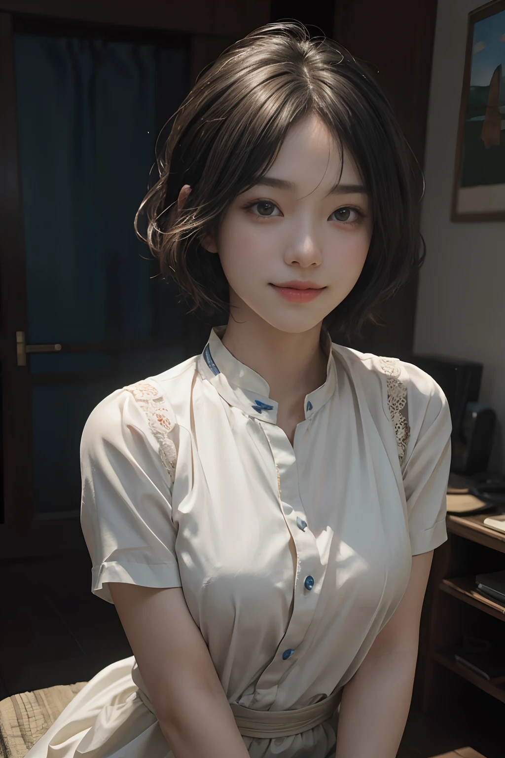 (RAW photo, Best quality), (Realistic, photo-realistic:1.3), Best quality, Highly detailed, Masterpiece, Ultra-detailed, illustration, Beautiful Boys,Short-haired teenager,The hairstyle is crisp short hair,bust,Lively and agile,Clear eyes,Cheerful smile, world mastery theater,Best quality, extremely detailed CG unity 8k壁纸,ink,astounding,电影灯光,lens_flare,dunhuang_Style