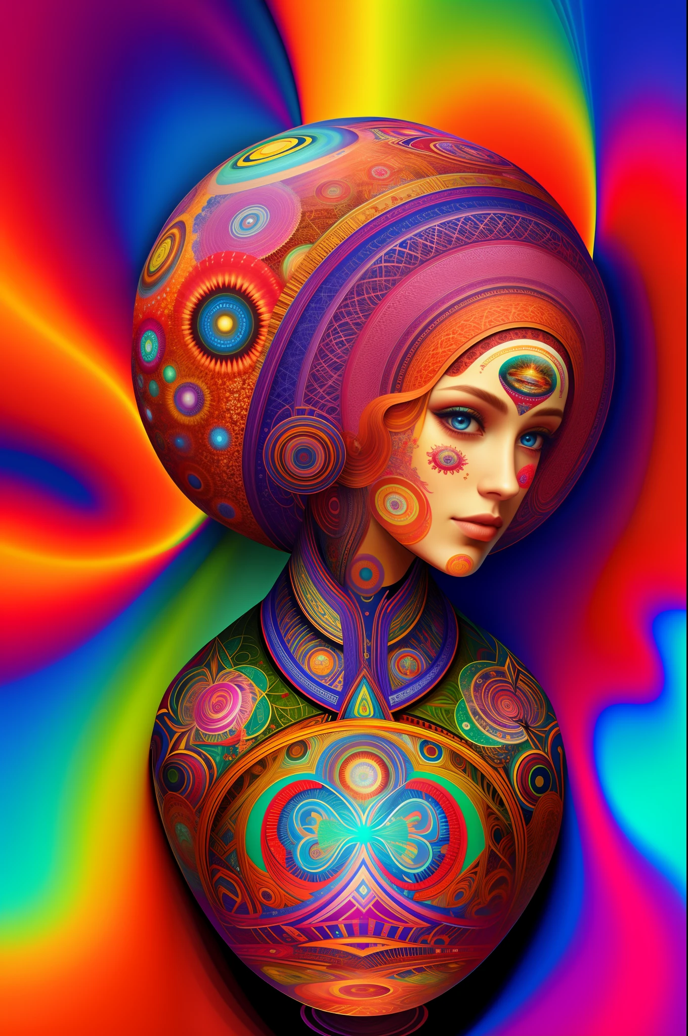 a painting of a giant head with a lot of ordinary things, psychedelic surreal art, estilo dan mumford e alex grey, psychedelic illustration, hyper detailed visionary art, Hyper Visionary Art - Detailed, psychedelic artwork, surreal + altamente detalhado, arte digital altamente detalhada 4k, arte psytrance, Directed by: Justino Geraldo, arte digital detalhada 4K, Arte Trippy, Surreal psychedelic design, desenho camiseta