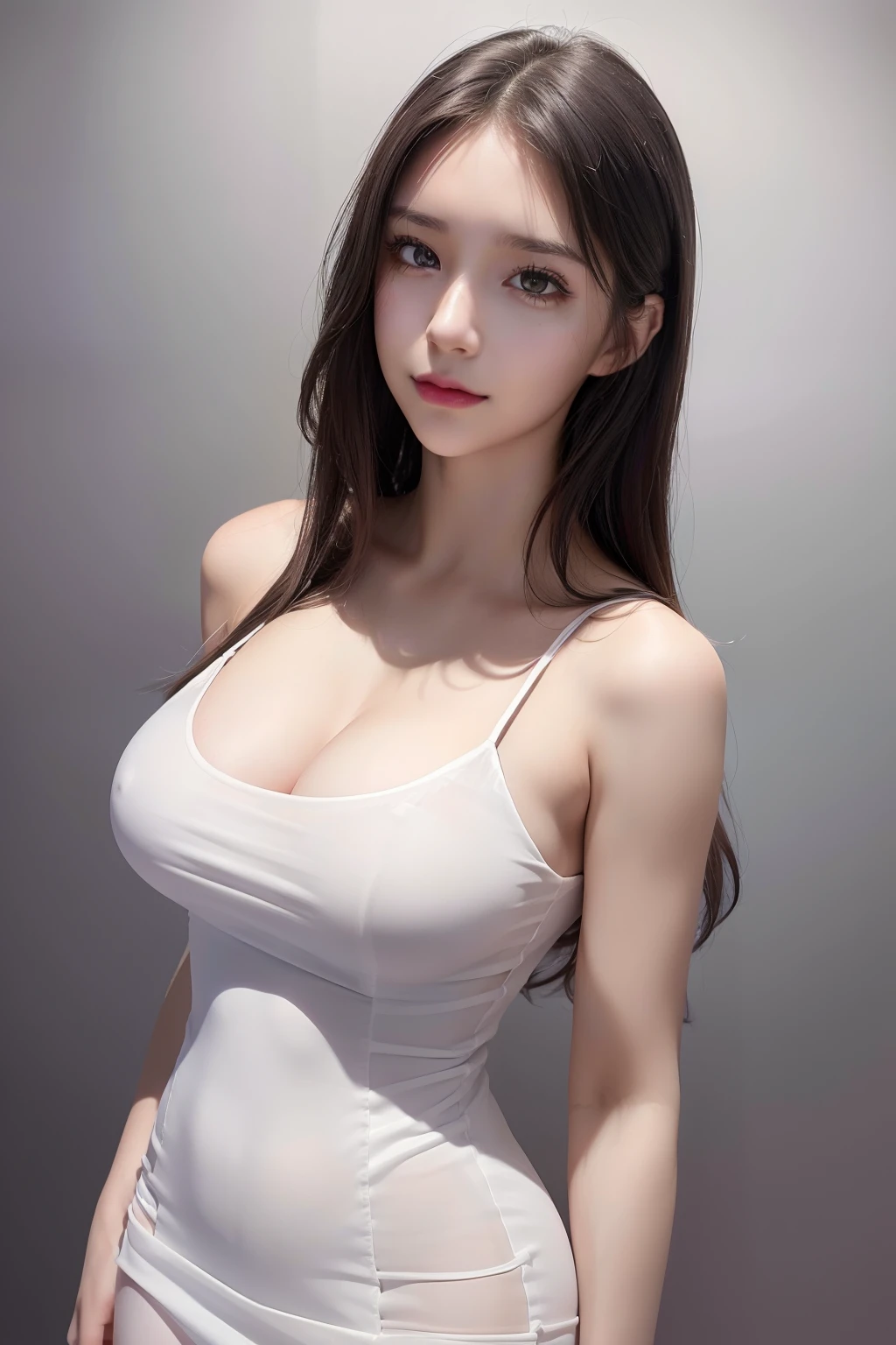 photo of a 18 y.o girl, beautiful vintage color, instagram (photorealistic, high resolution:1.4), ((puffy eyes)), looking at viewer, , full body (8k, RAW photo, best quality, masterpiece:1.2), (realistic, photo-realistic:1.37), (sharp focus:1.2), professional lighting, photon mapping, radiosity, physically-based rendering, (pale skin:1.2), (medium breasts:1.2), looking at viewer, (middle hair:1.5), portrait, purple eyes, (sliver hair:1.1), bangs, (simple background:1.4), solo, upper body, realistic, (masterpiece:1.4), (best quality:1.4), (shiny skin), fashion girl, makeup, smile(skinny, closed mouth,shy:1.3), (sheer sun dresses:1.5513), (standing:1.1), medium bust, sexy pose, {NSFW:1.2},
