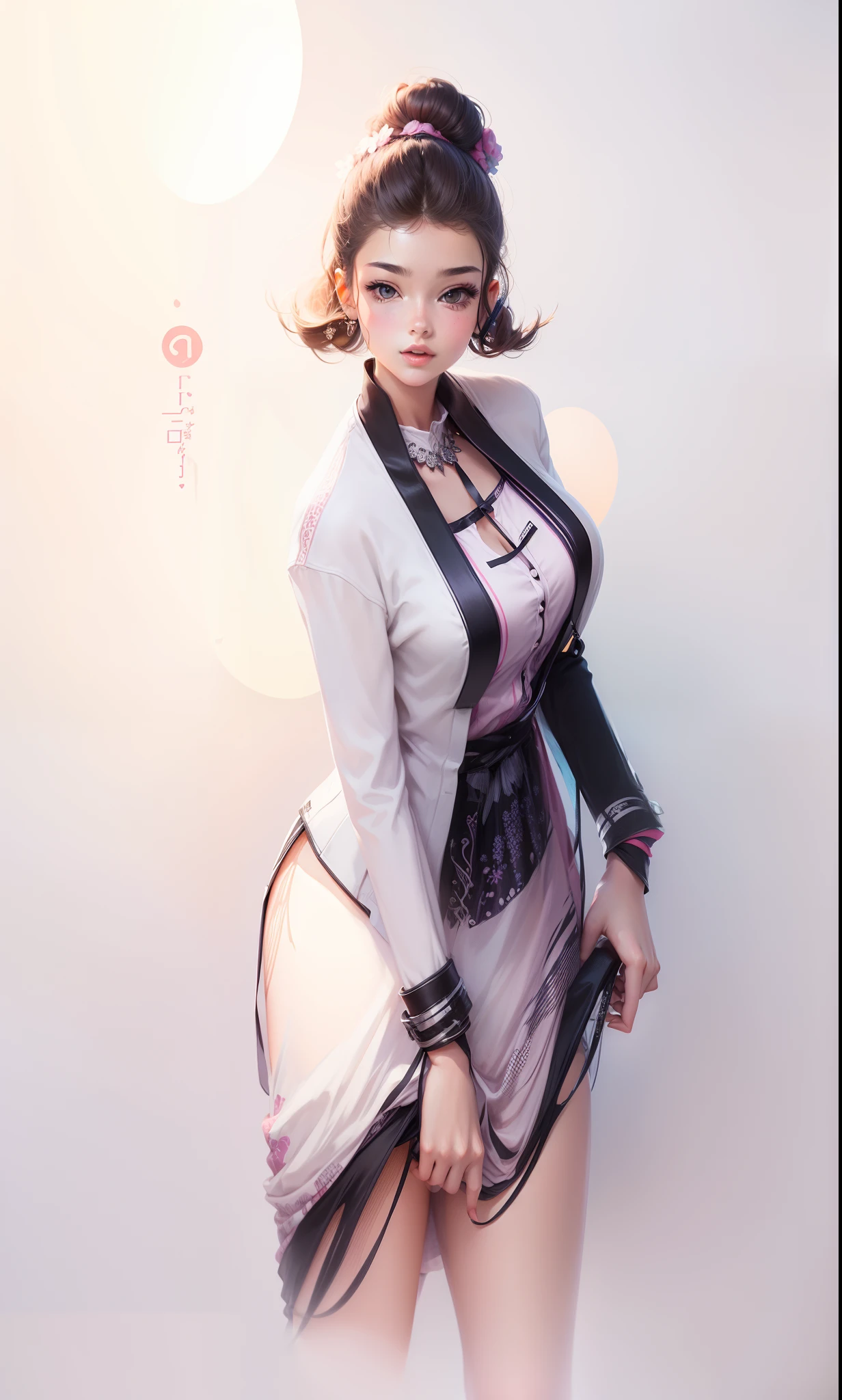 young preetty beautiful girl with perfect illustration, colourful, manga style