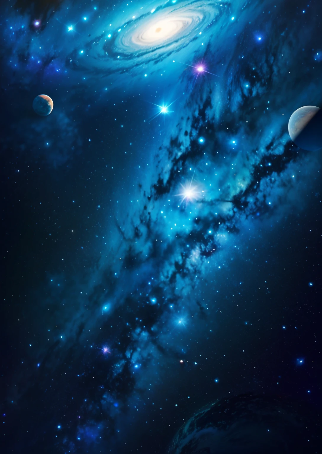 A close-up of a galaxy with a black hole in the middle, space backround, space sky, realistic space, Amazing wallpapers, celestial background, space backdrop, space, universe background, beautiful space star planet, deep space background, Background galaxy, Milky Way Galaxy background, space galaxy background, background artwork, blue nebula, background of the galaxy, planets and stars, space backdrop,k hd,A detailed,Pubic area is clear,outerspace,kosmos,Metaverse,sci-fy,