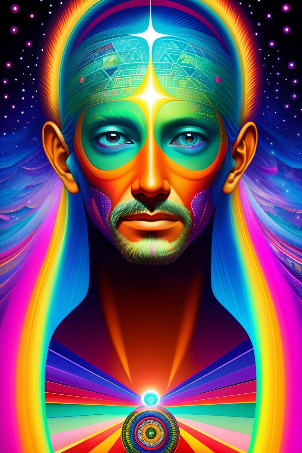 a painting of a giant head with many books, psychedelic surreal art, estilo dan mumford e alex grey, psychedelic illustration, hyper detailed visionary art, Hyper Visionary Art - Detailed, psychedelic artwork, surreal + altamente detalhado, arte digital altamente detalhada 4k, arte psytrance, Directed by: Justino Geraldo, arte digital detalhada 4K, Arte Trippy, Surreal psychedelic design, desenho camiseta