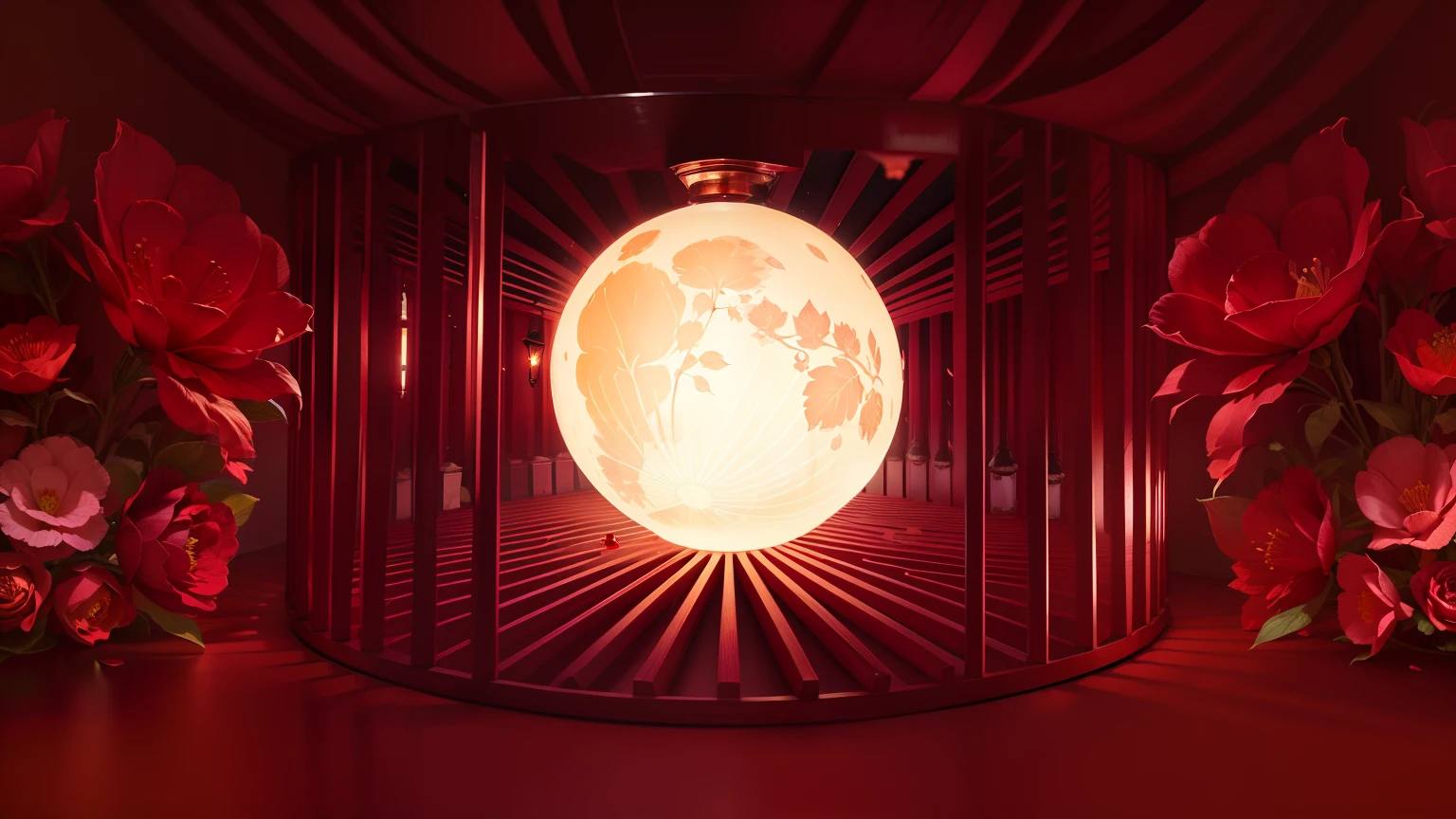 red colour，petals，themoon，lamplight，lanterns，Texture