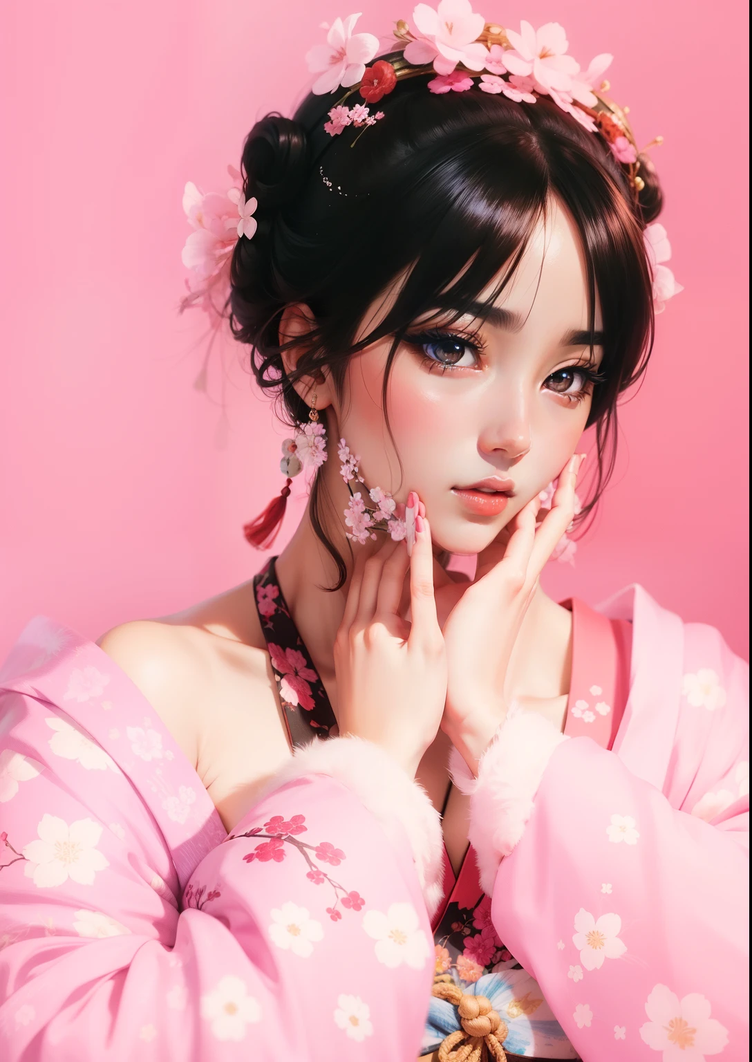 Beautiful face in Japanese anime painting