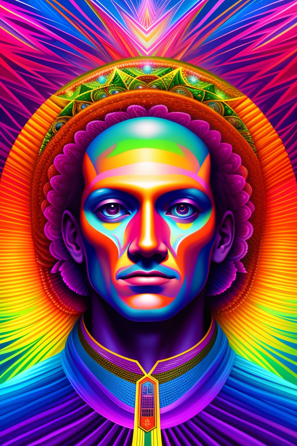 a painting of a giant head with a lot of ordinary things, psychedelic surreal art, estilo dan mumford e alex grey, psychedelic illustration, hyper detailed visionary art, Hyper Visionary Art - Detailed, psychedelic artwork, surreal + altamente detalhado, arte digital altamente detalhada 4k, arte psytrance, Directed by: Justino Geraldo, arte digital detalhada 4K, Arte Trippy, Surreal psychedelic design, desenho camiseta