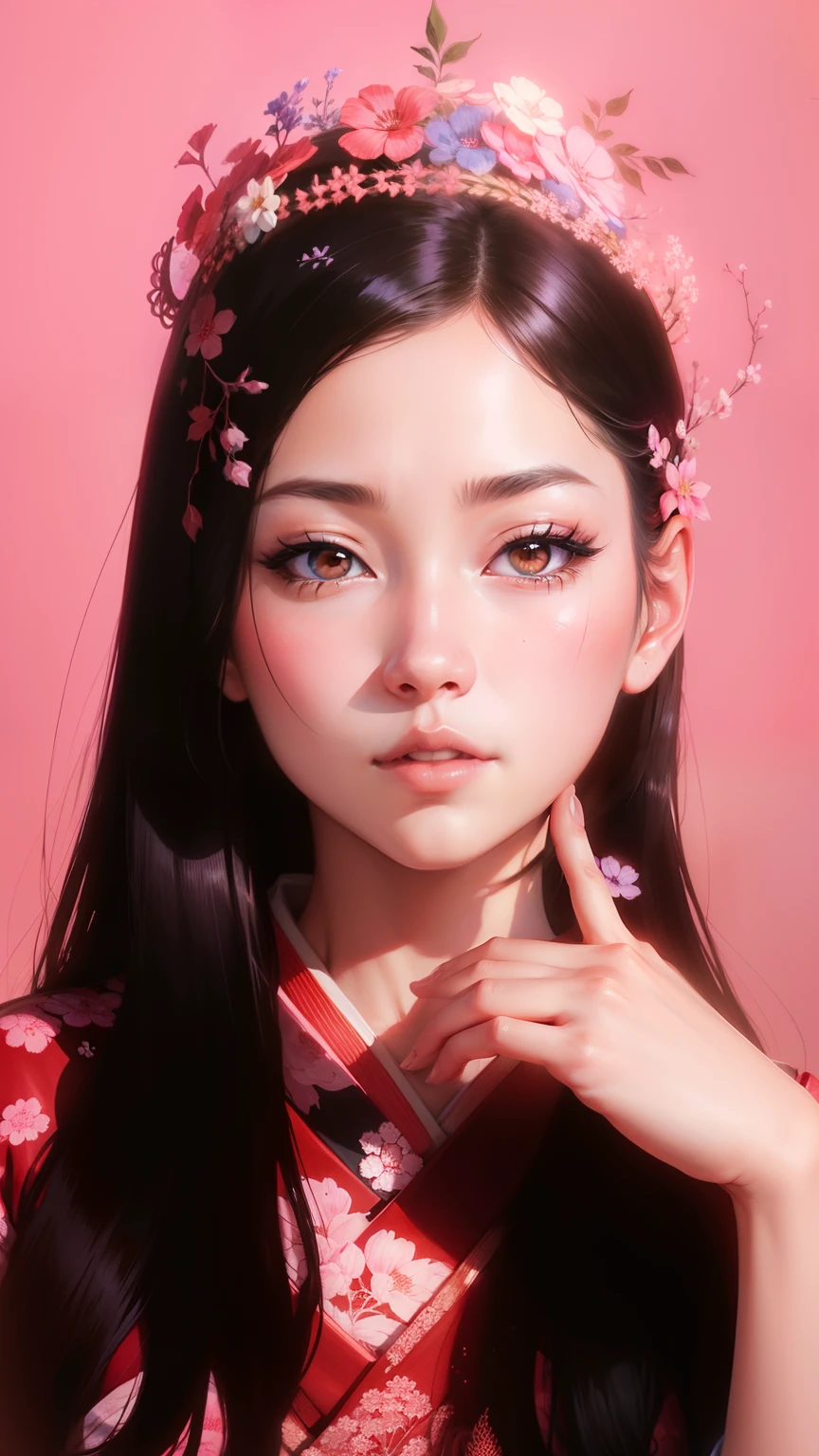 Beautiful face in Japanese anime painting