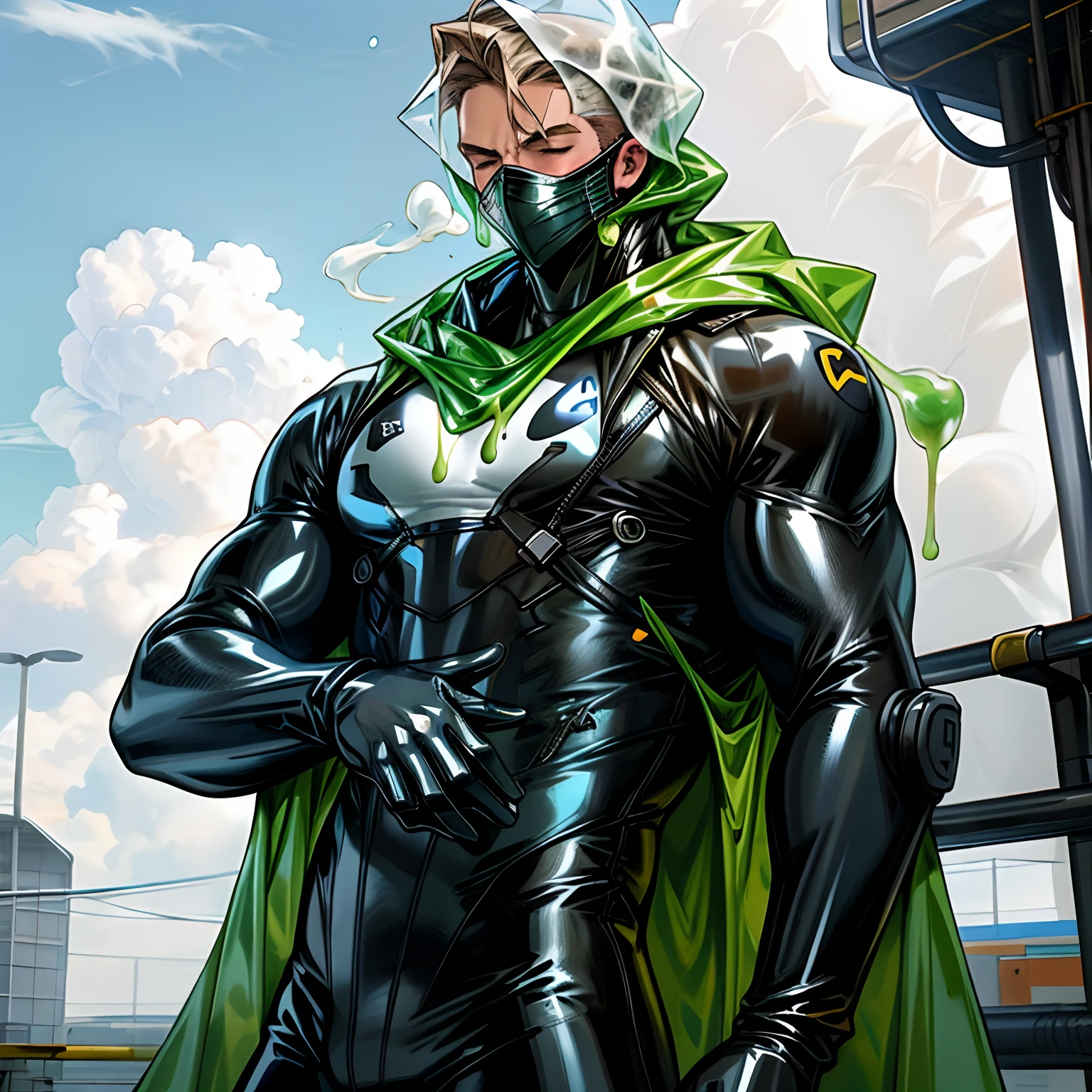 tightsuit，musculature，cum shots，Latex clothing，The ，MuCoi，slimes，White cloudiness，cool guy，Male male，congeal，seal