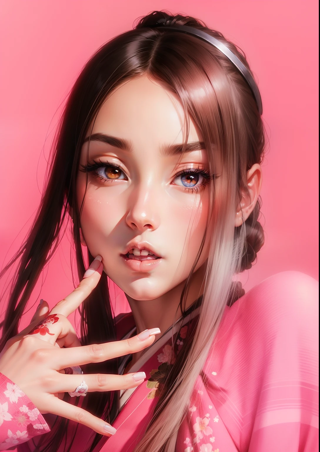 Beautiful face in Japanese anime painting