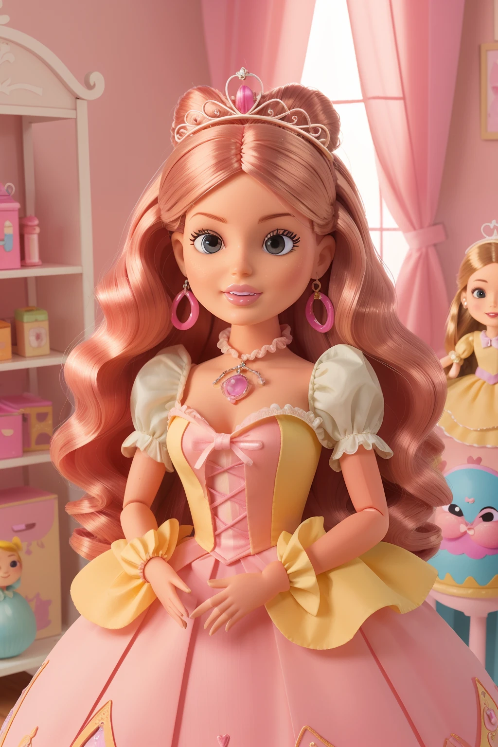 boneca barbie Princess, cores vibrantes