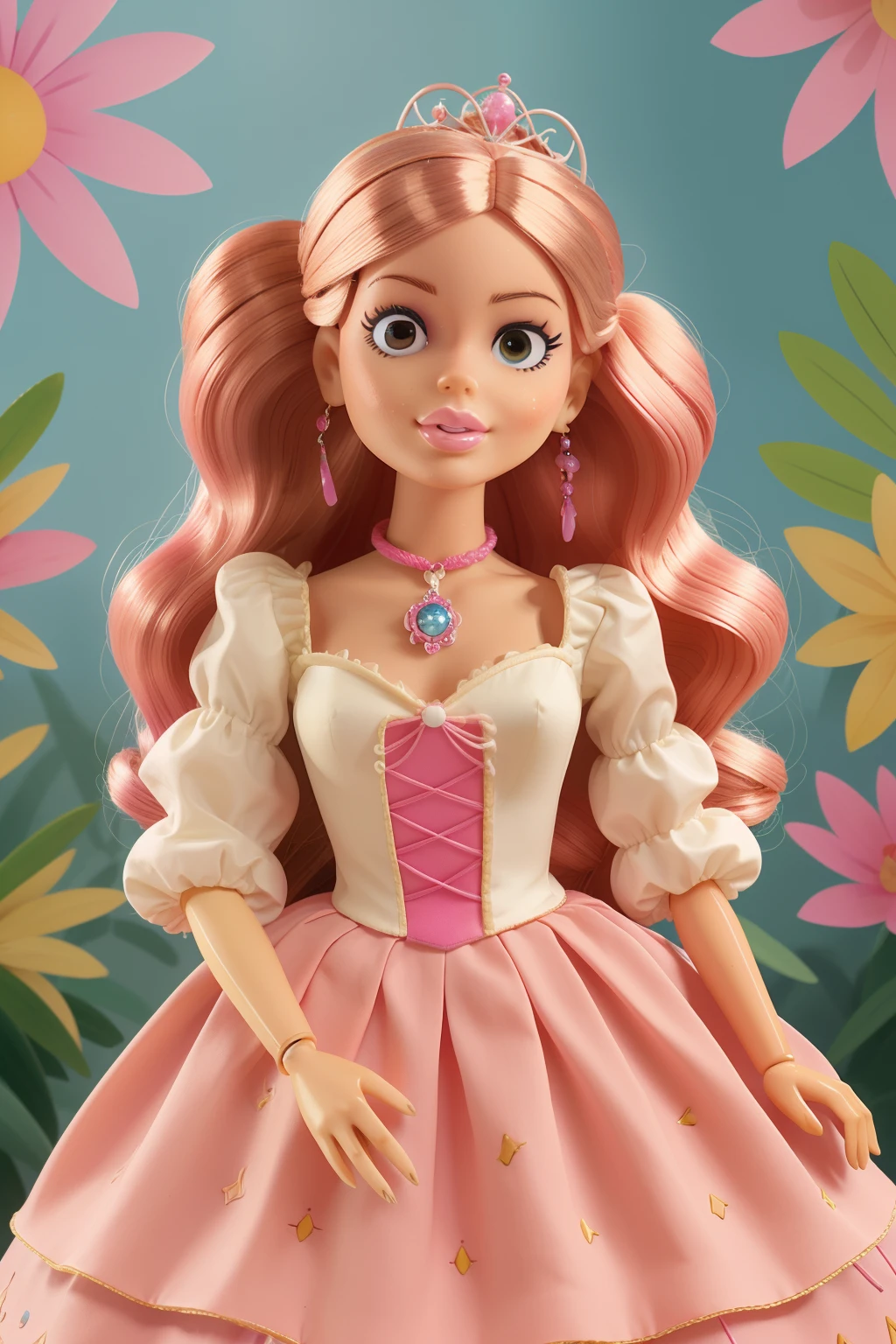 boneca barbie Princess, cores vibrantes