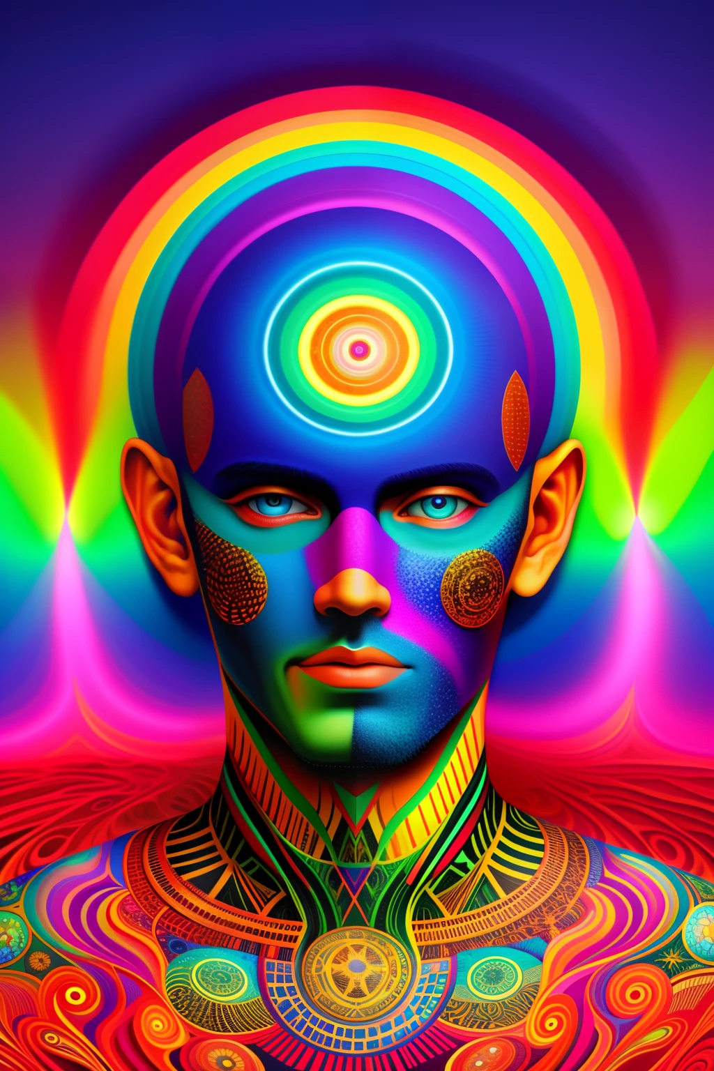 a painting of a giant head with a bunch of school stuff, psychedelic surreal art, estilo dan mumford e alex grey, psychedelic illustration, hyper detailed visionary art, Hyper Visionary Art - Detailed, psychedelic artwork, surreal + altamente detalhado, arte digital altamente detalhada 4k, arte psytrance, Directed by: Justino Geraldo, arte digital detalhada 4K, Arte Trippy, Surreal psychedelic design, desenho camiseta