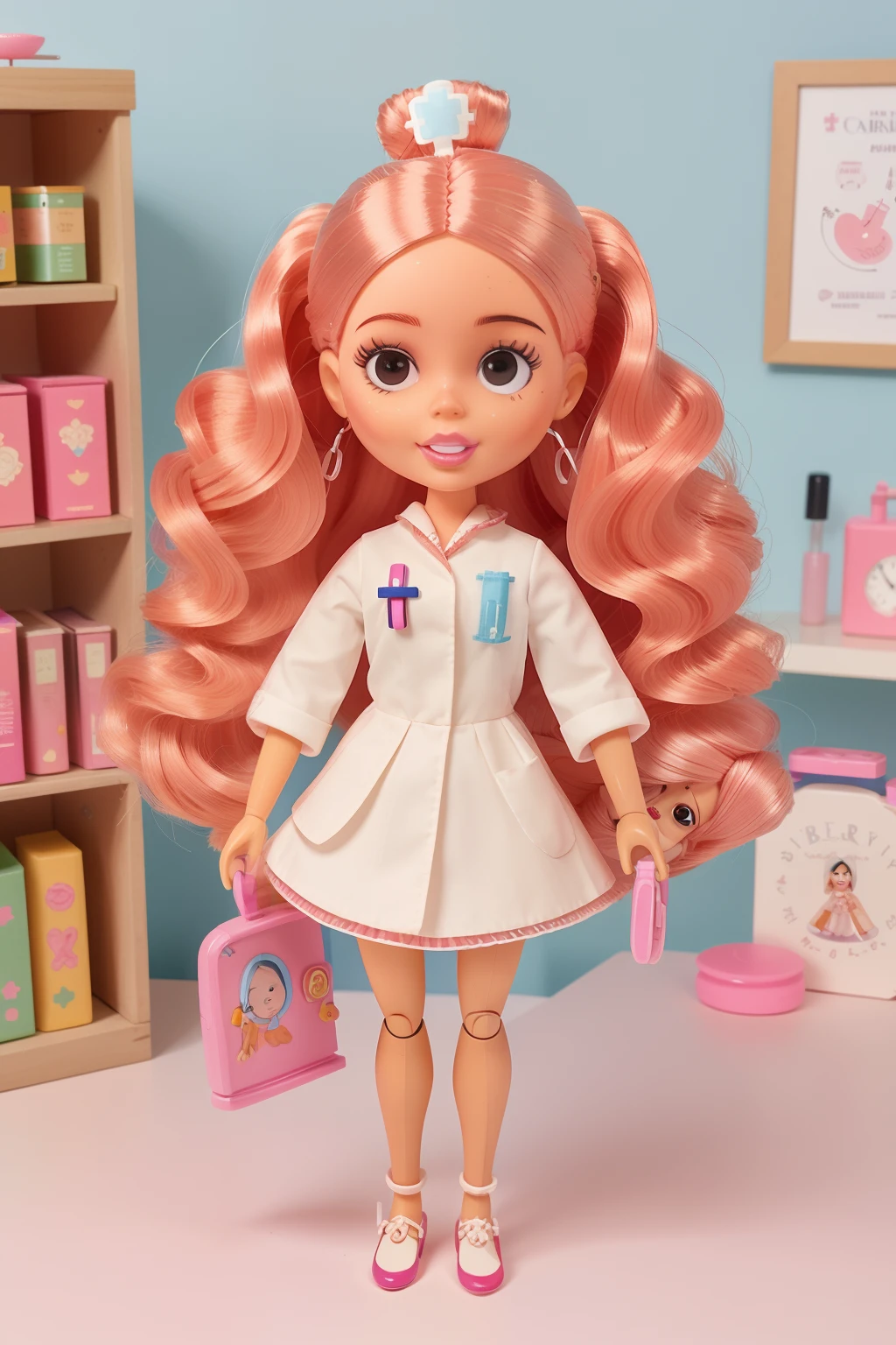 boneca barbie nurse, cores vibrantes