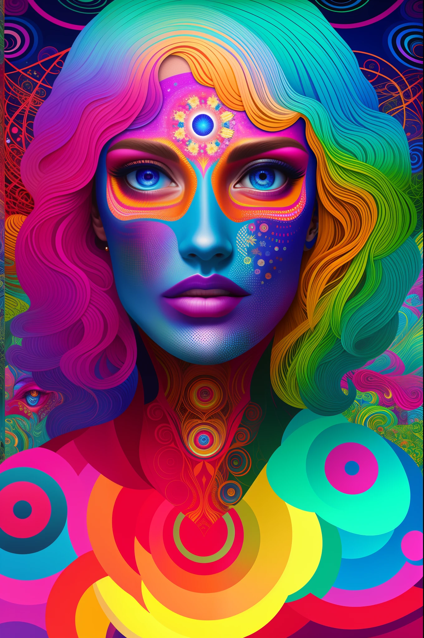 a painting of a giant head with a lot of ordinary things, psychedelic surreal art, estilo dan mumford e alex grey, psychedelic illustration, hyper detailed visionary art, Hyper Visionary Art - Detailed, psychedelic artwork, surreal + altamente detalhado, arte digital altamente detalhada 4k, arte psytrance, Directed by: Justino Geraldo, arte digital detalhada 4K, Arte Trippy, Surreal psychedelic design, desenho camiseta