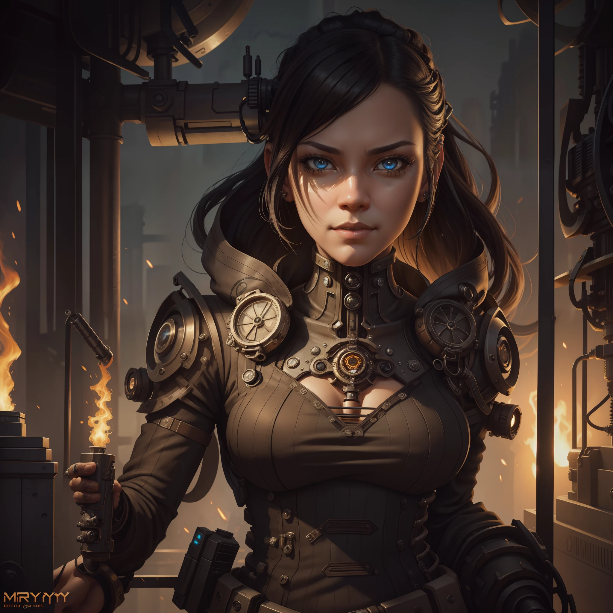 Full-length cyborg | full-length portrait| detaled face| symmetric| steampunc| ciberpunk| A cyborg| Intricate, detailed| scale| A hyper-realistic| 电影灯光| digital arts| ConceptArt| MDJRNY-V5 Style
