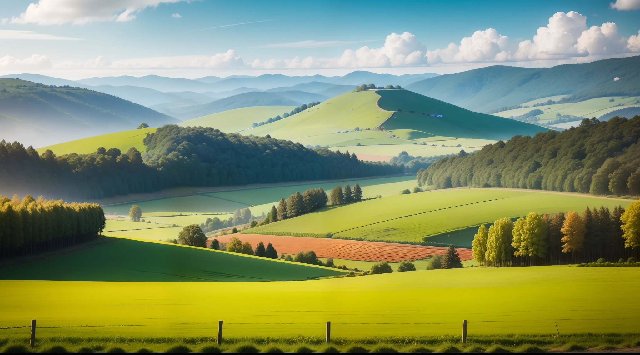 Vibrant countryside scenery,Real shooting,Ecological rural farmland