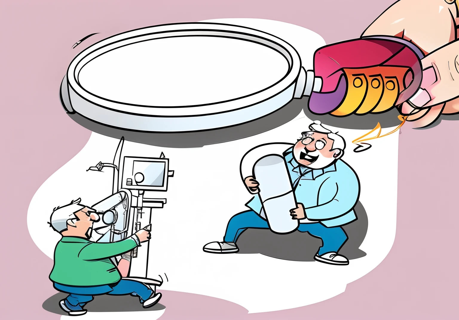 Color coloring page for men and women with magnifying glass, Official illustration, portfolio illustration, 2d game lineart behance hd, 2d game lineart behance hd, Cartoon illustration, Line - Art, Commercial illustration, humorous illustration, intense line art, funny illustration, line art illustration, digital line-art, cell shaded cartoon