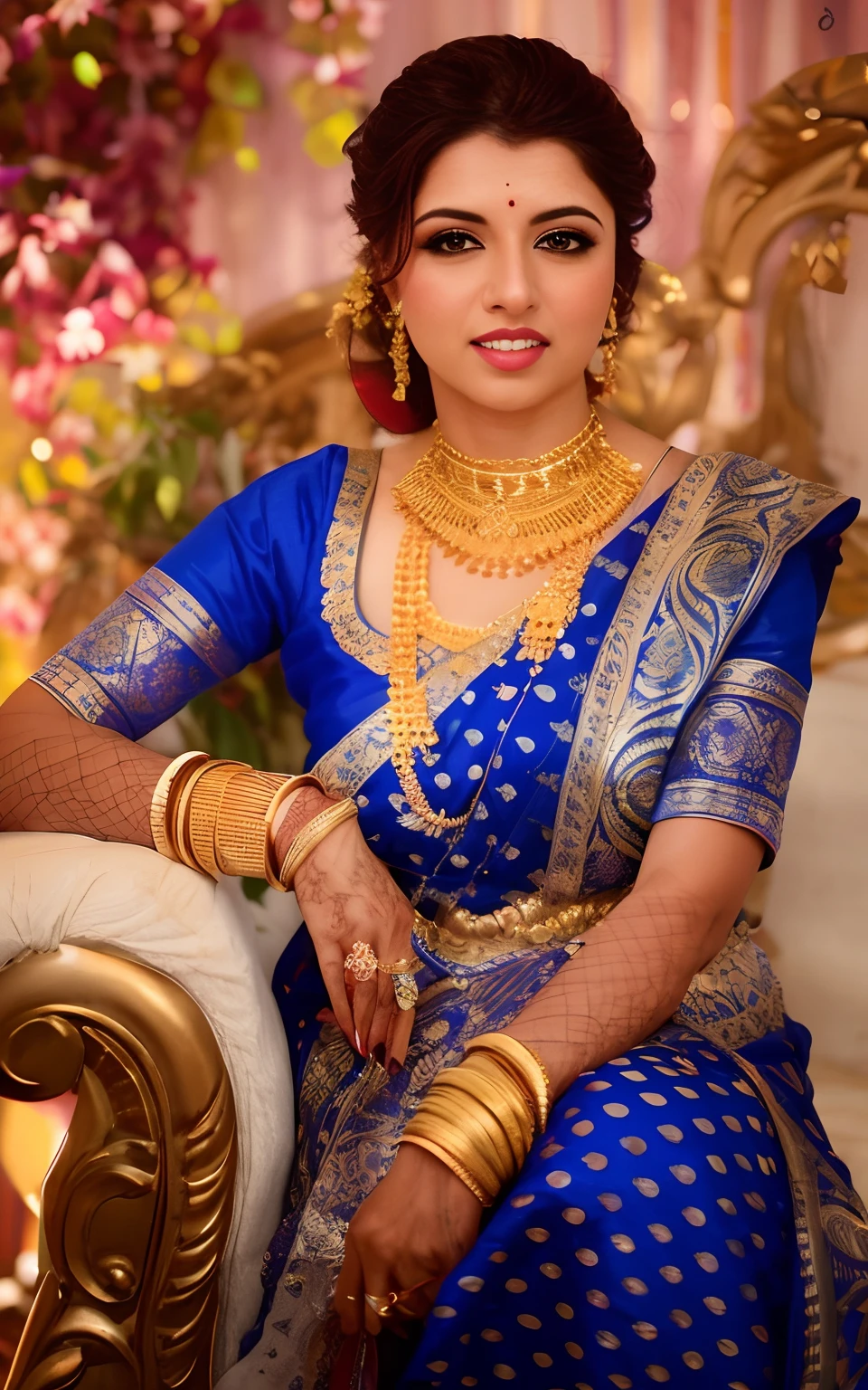 a photo of a 30-year-old woman, stylish, professional portrait, head-shot, slight smile, cute, background bokeh, bshree