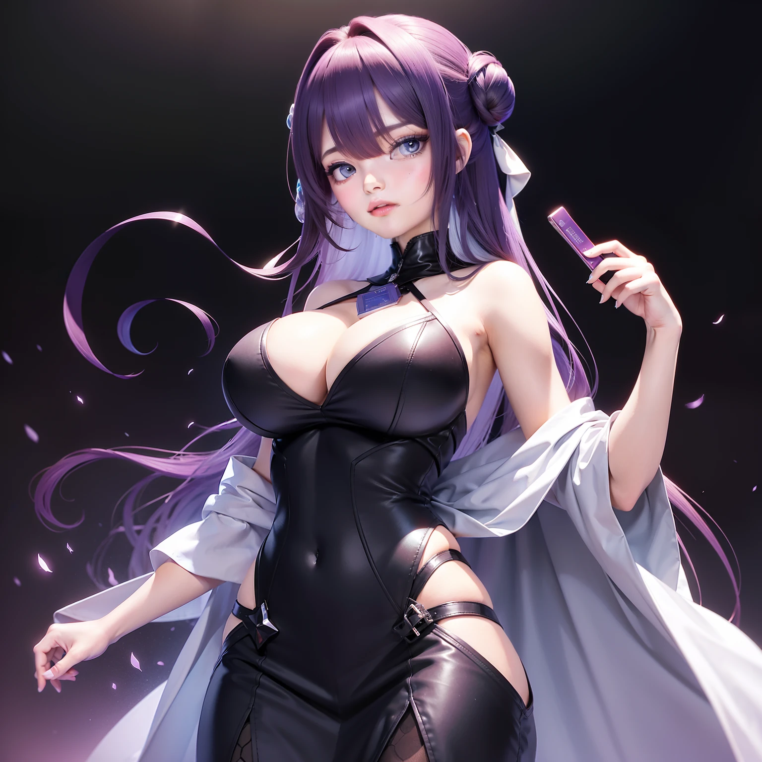 tmasterpiece,Need,highdetailRAWcolorphoto,Panoramas,best qualtiy,A girl,Exquisite facial features,shift dresses(Open the ventral bifurcation end),Bedrooms,(Breast enlargement:C cup),cabelos preto e longos,hair-bun,hair adornments,Purple pupils,largeeyes,Smart eyes,downy,ponder,复杂,is shy,trouble,looking to the camera,lipsticks,prette,adolable,Raised sexy,softlighting,brightly,Graphics card rendering,Very realistic,full bodyesbian,Highest definition,Highest high resolution,8K Blu-ray