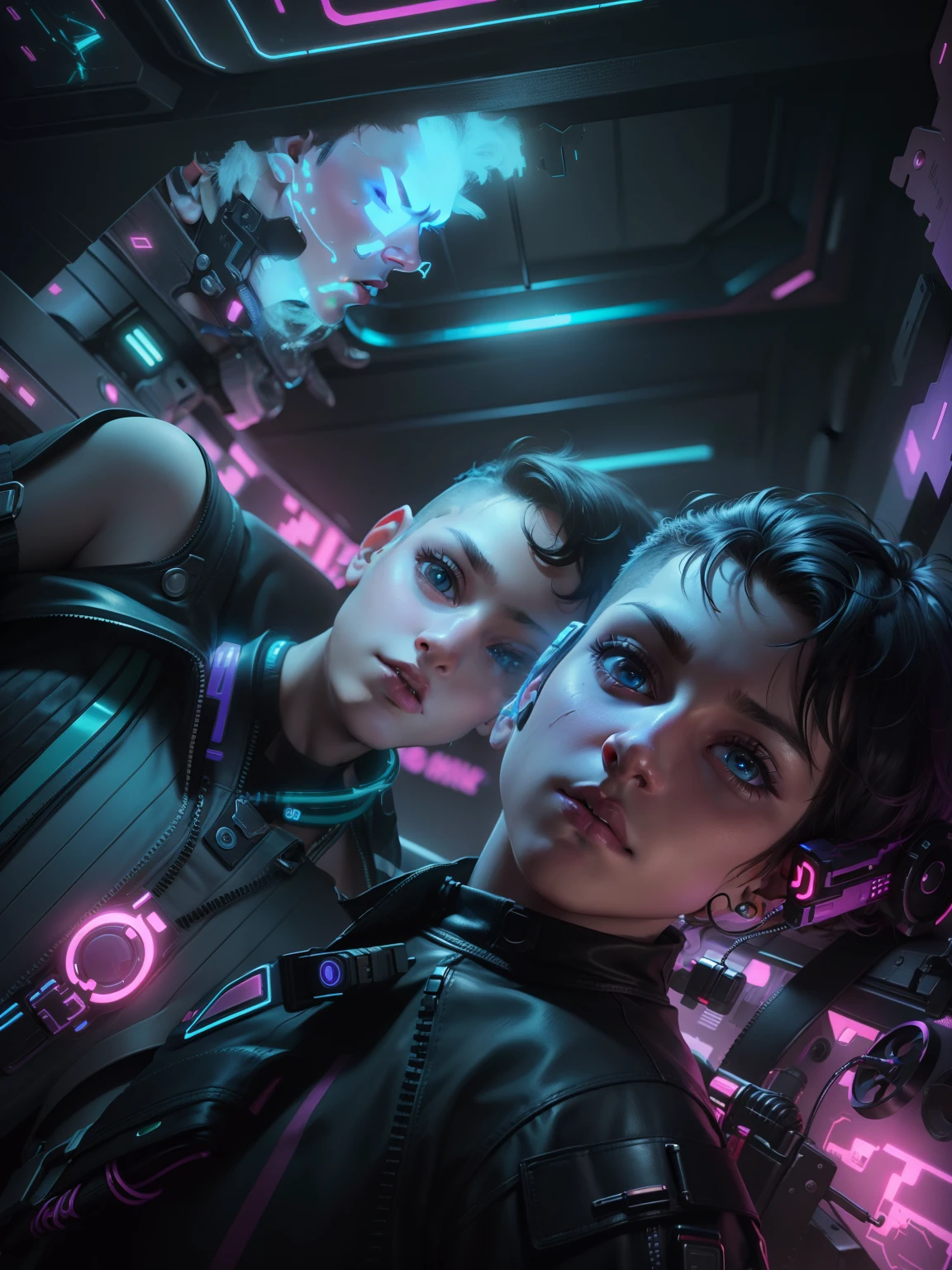 jpg, toddler, cyberpunk, neon, 8k, --v 4 Change background cyberpunk handsome boy, realistic face, 8k, ultra realistic Just coll boy