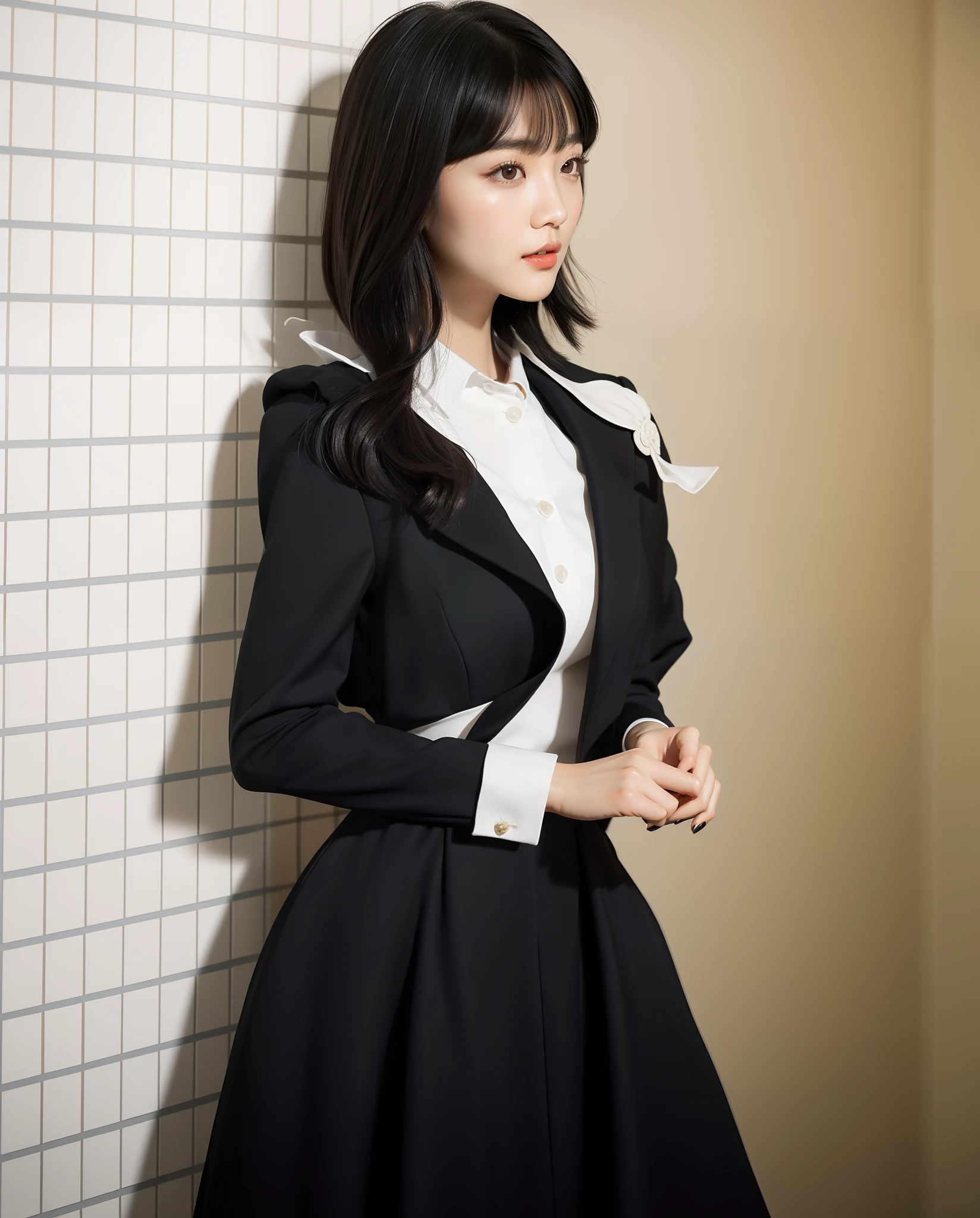 Close up portrait of woman with short black hairstyle, With short hair, Beautiful young Korean woman, Gorgeous young Korean woman, beautiful Korean women, Korean Girl, Young adorable Korean face, Korean Woman, black hime-cut hair, Portrait of female Korean idol, Beautiful Asian Girl, with a bob cut, Beautiful Asian Woman, young cute wan asian face, korean face features