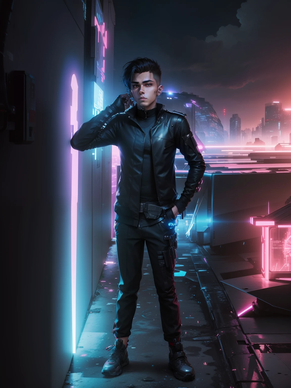 Change background cyberpunk handsome boy
Wings shoulder