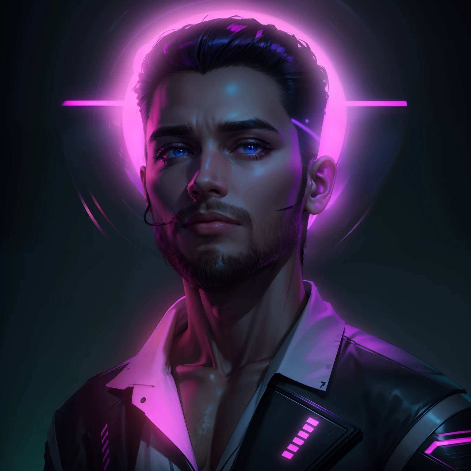 Syberpunk neon light male full hd change background
