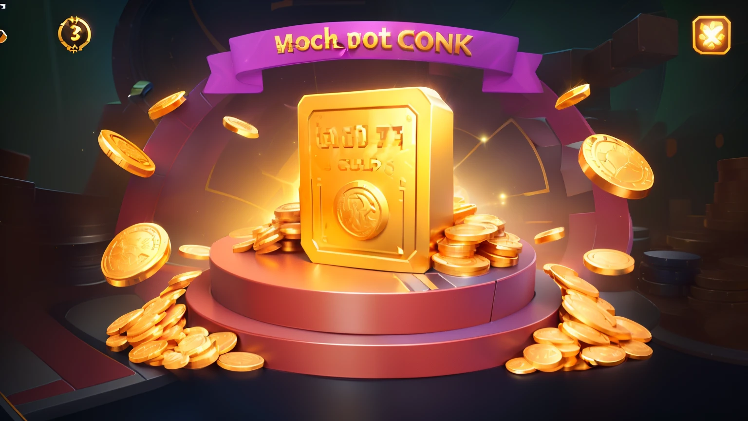 Close-up of a gold coin machine with a bunch of coins, Hot Bank, Mobile game background, mobile game asset, 3 d icon for mobile game, game assets, casino, arte de fundo, 1 6 k, 16k, 9K, 9 k, a screenshot, jack, Stylized game art, Mobile game art