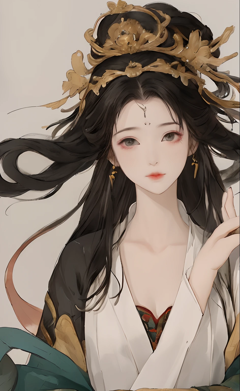 A girl, ancient Chinese costume, whole body, sunshine, clear face, clean white background, masterpiece, super detail, epic composition, ultra HD, high quality, extremely detailed, official art, uniform 8k wallpaper, super detail, 32k