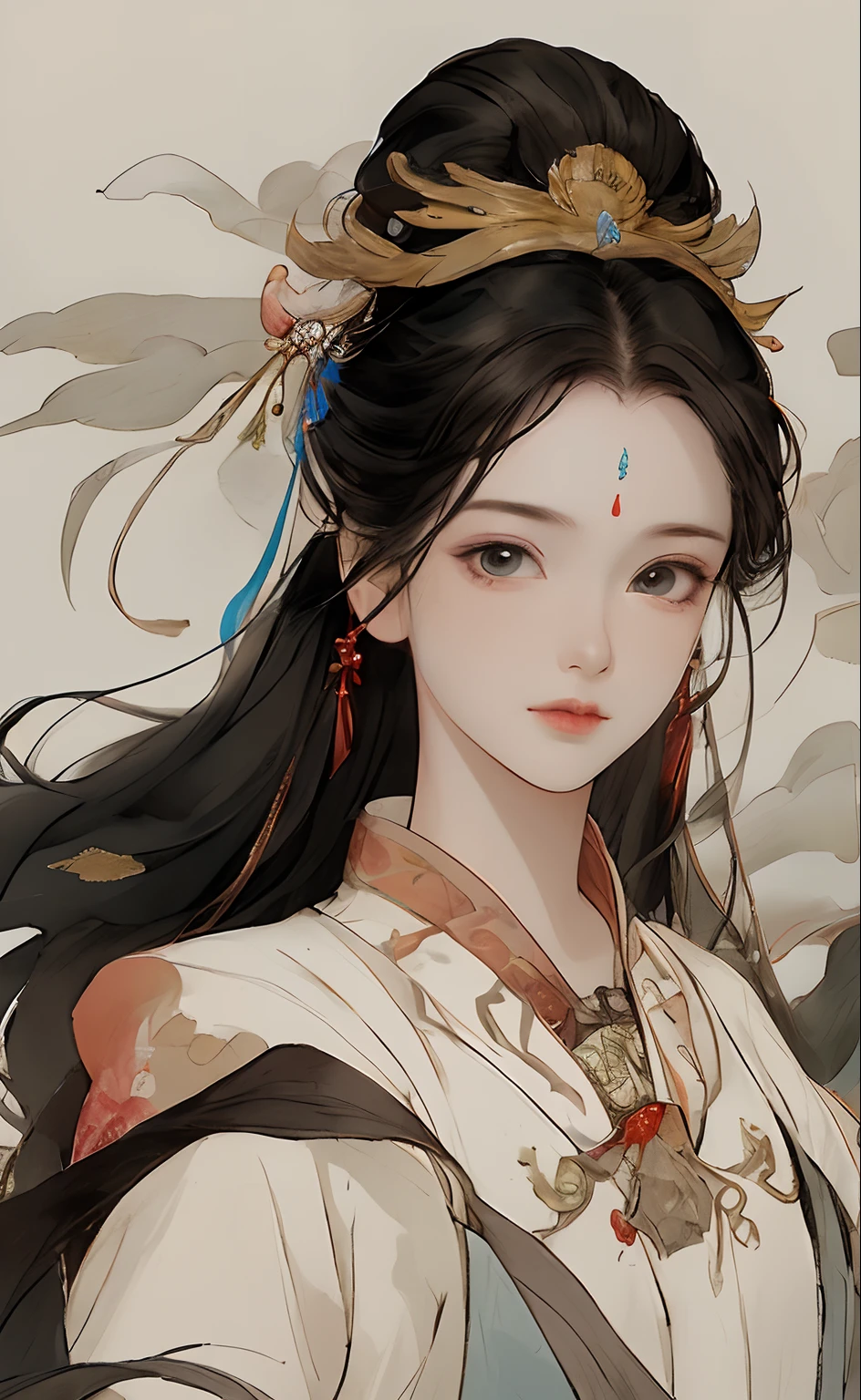 A girl, ancient Chinese costume, whole body, sunshine, clear face, clean white background, masterpiece, super detail, epic composition, ultra HD, high quality, extremely detailed, official art, uniform 8k wallpaper, super detail, 32k