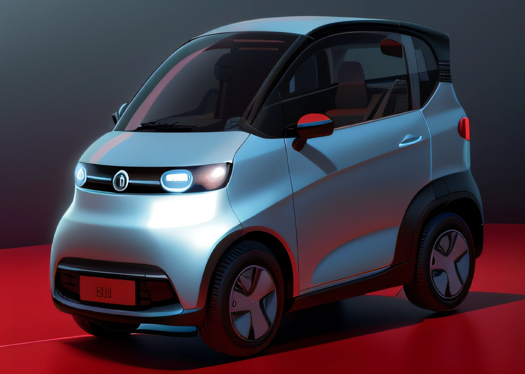 softlighting，Close up of white car on blue background，KAMA Russian electric vehicles，Futuristic product car lens，cute future vehicles，Vehicle design trends，Zen concept，new vehicle，intelligent,,,,，Concept car，It has red and black paint，conceito，car concept，shaxi，Front perspective，tmasterpiece，Highest quality t，Extremely beautiful reflections，The best reflection，（Very detailed CG unity 8K wallpaper）（Best quality t）（The best illustrations）（The best shades），rendering by octane，Ray traching，Ultra-fine details，portrait symetrical， (Cyborg:1.1)，([Tail | detailed wire]:1.3)，(Complicated details)，hdr，(Complicated details，ultra - detailed:1.2)，Cinema lenses，Vignette，at centre，(Cyborg:1.1)，([Tail | detailed wire]:1.3)，(Complicated details)，hdr，(Complicated details，ultra - detailed:1.2)，Cinema lenses，Vignette，at centre，  Close up of a small white car on red background, kama russian electrocar, futuristic product car shot, vehicle concept photo!!, new vehicle, full view of a car, 3 d render even lit, Smart, art concept, finalrender, car concept, A digital rendering, 3 d render n - 9, semi - realistic render, hydrogen fuel cell vehicle，--Auto --S 2