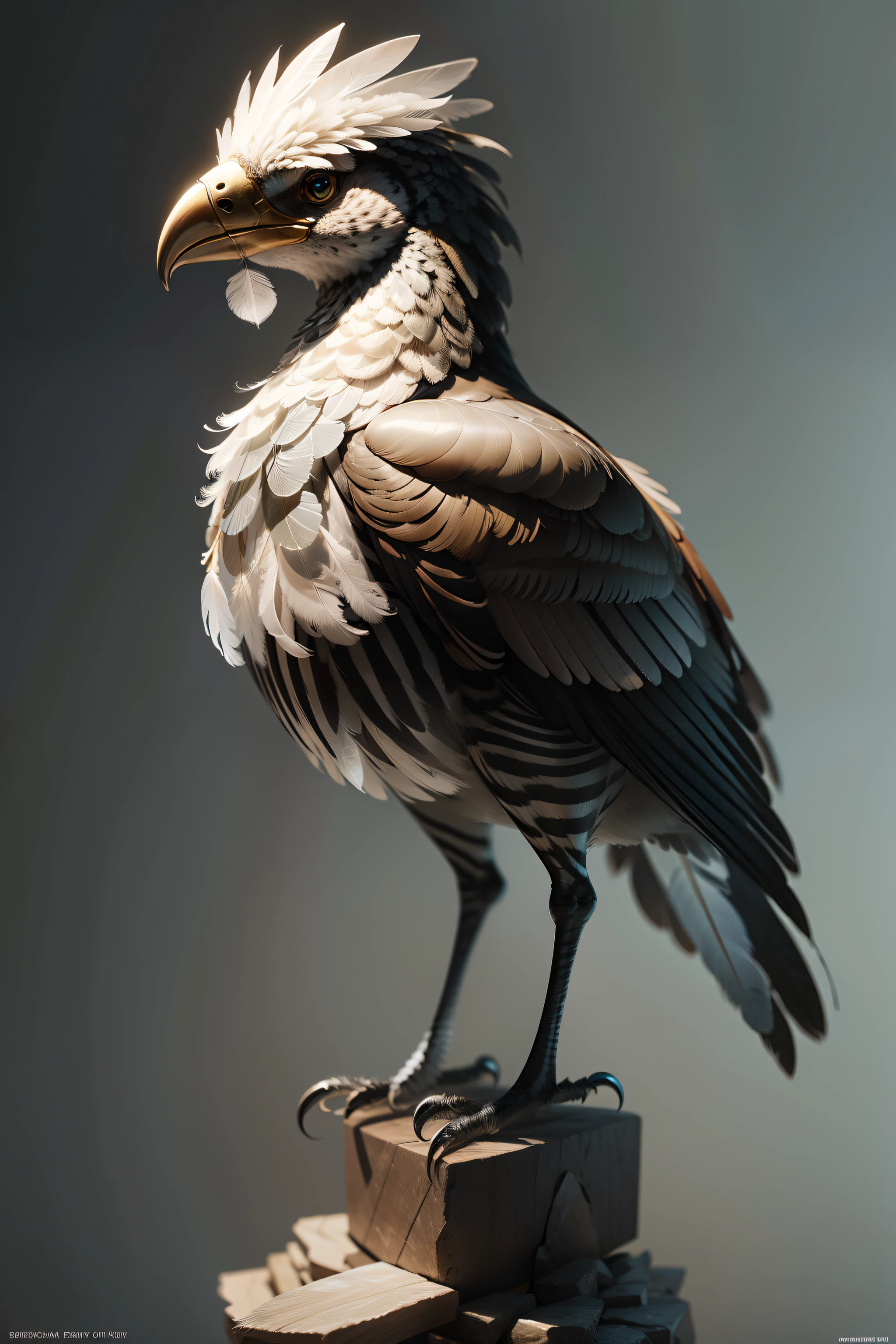 Clear feather structure,Clear layers of feathers,Realistic animal sculpture,Perfect feathers