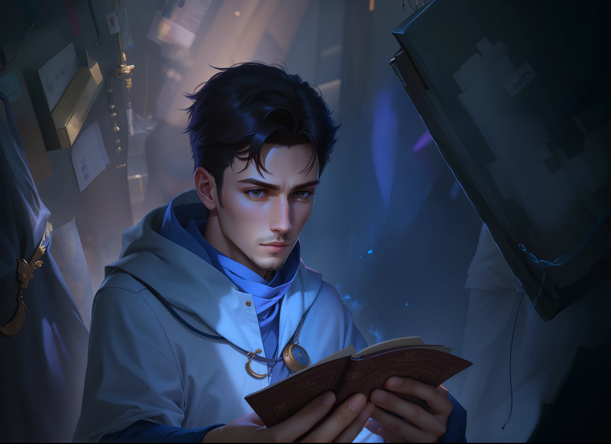 In-depth portrayal of clothing and hands，Male characters。