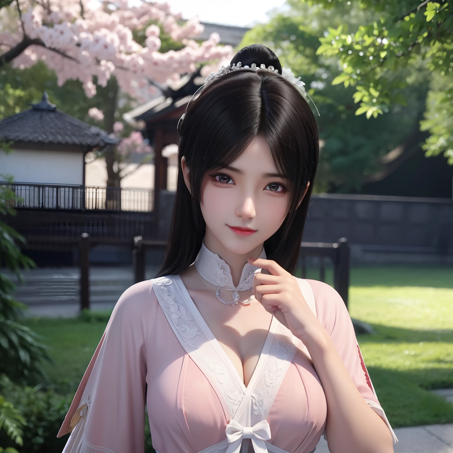 tmasterpiece，Need，highdetailRAWcolorphoto，Panoramas，best qualtiy，A girl，Exquisite facial features，Lace bikini（Open the ventral bifurcation end），Bedrooms，（Breast enlargement：C cup），cabelos preto e longos，hair-bun，hair adornments，Purple pupils，largeeyes，ponder，复杂，is shy，looking to the camera，Bright lipstick，prette，adolable，Raised sexy，softlighting，brightly，Graphics card rendering，Very realistic，full bodyesbian，full bodyesbian，Highest definition，Highest high resolution，8K Blu-ray