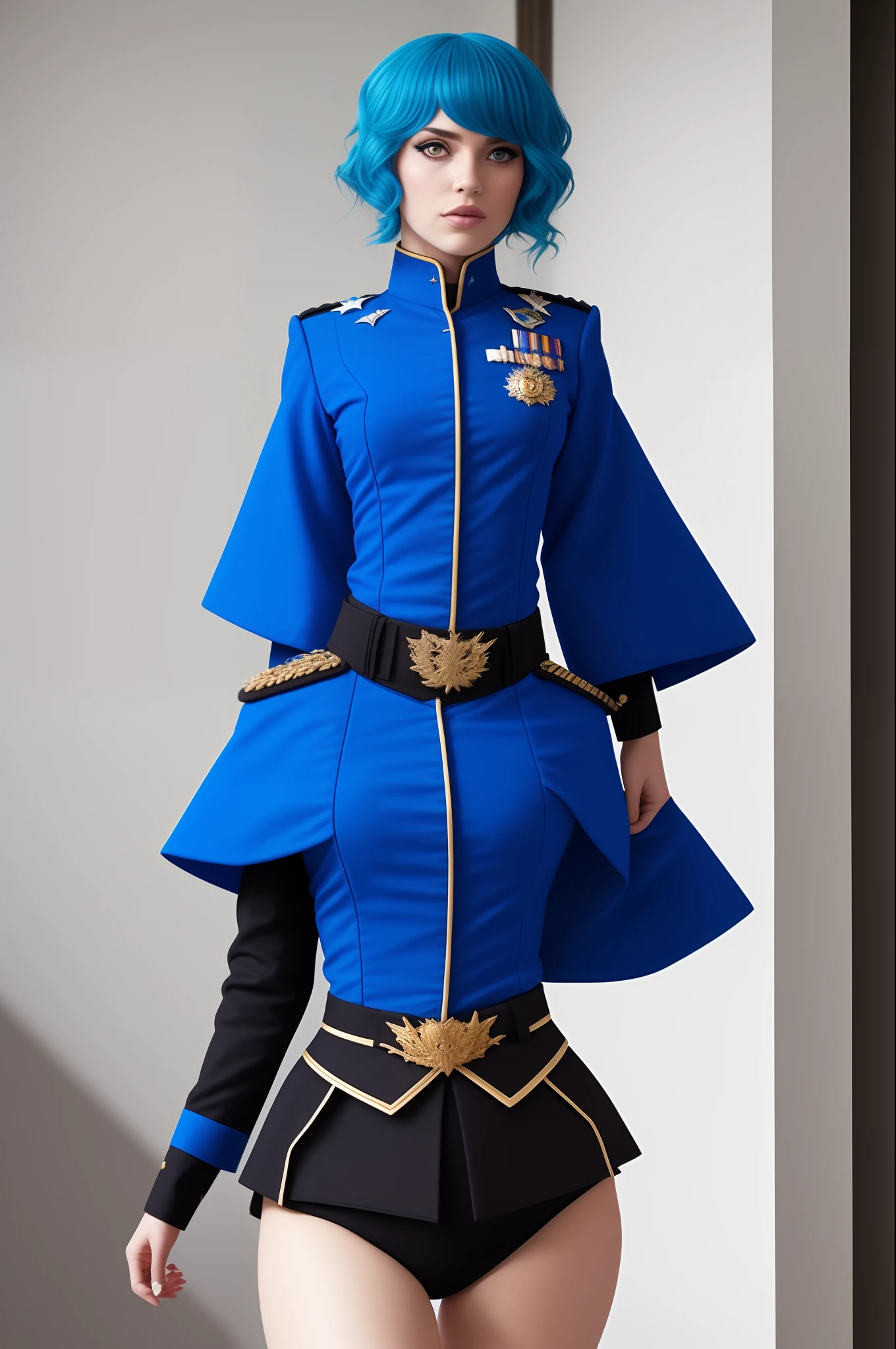 The blue-haired two-dimensional uniform royal sister exudes sexiness