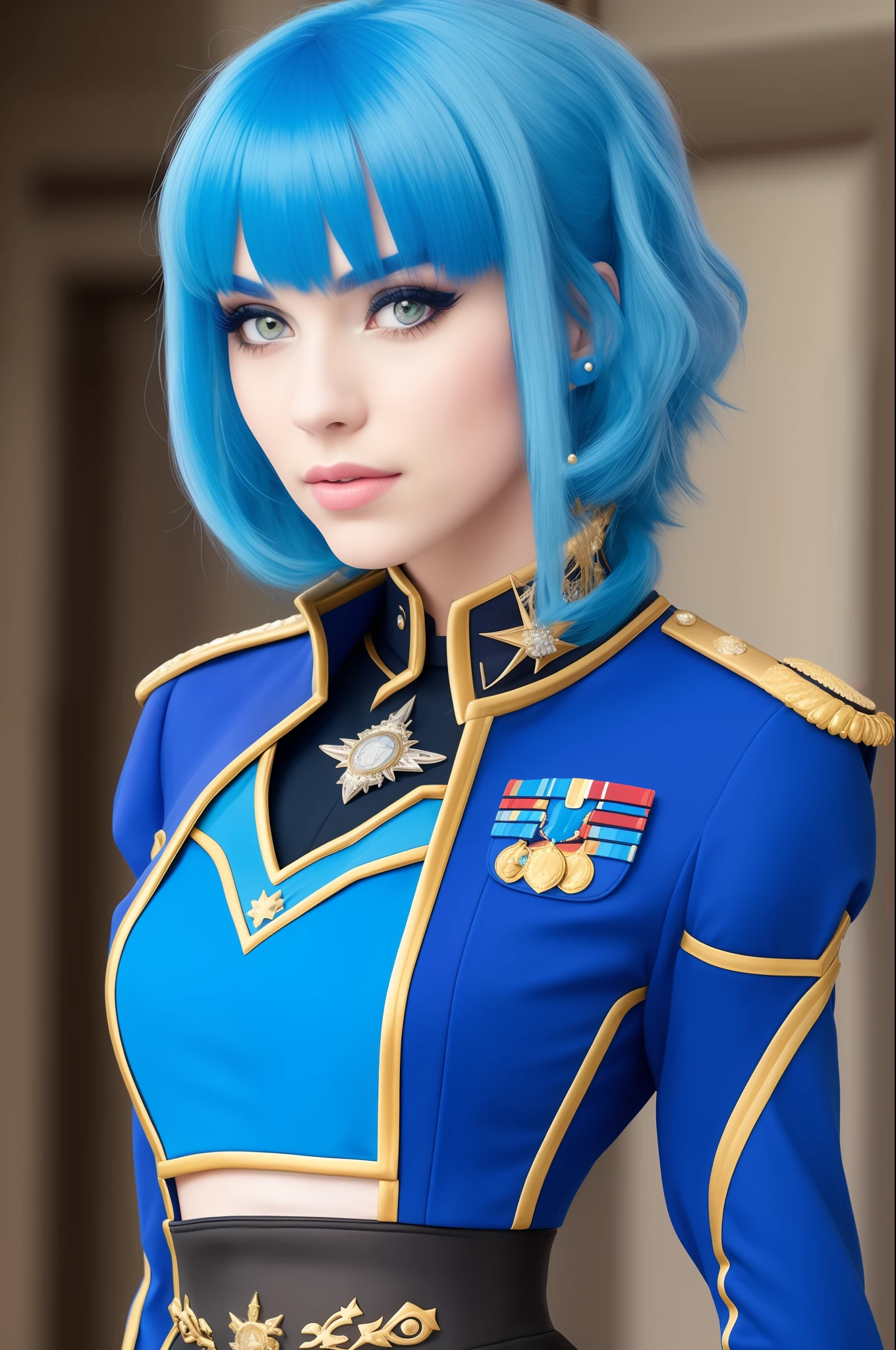 The blue-haired two-dimensional uniform royal sister exudes sexiness