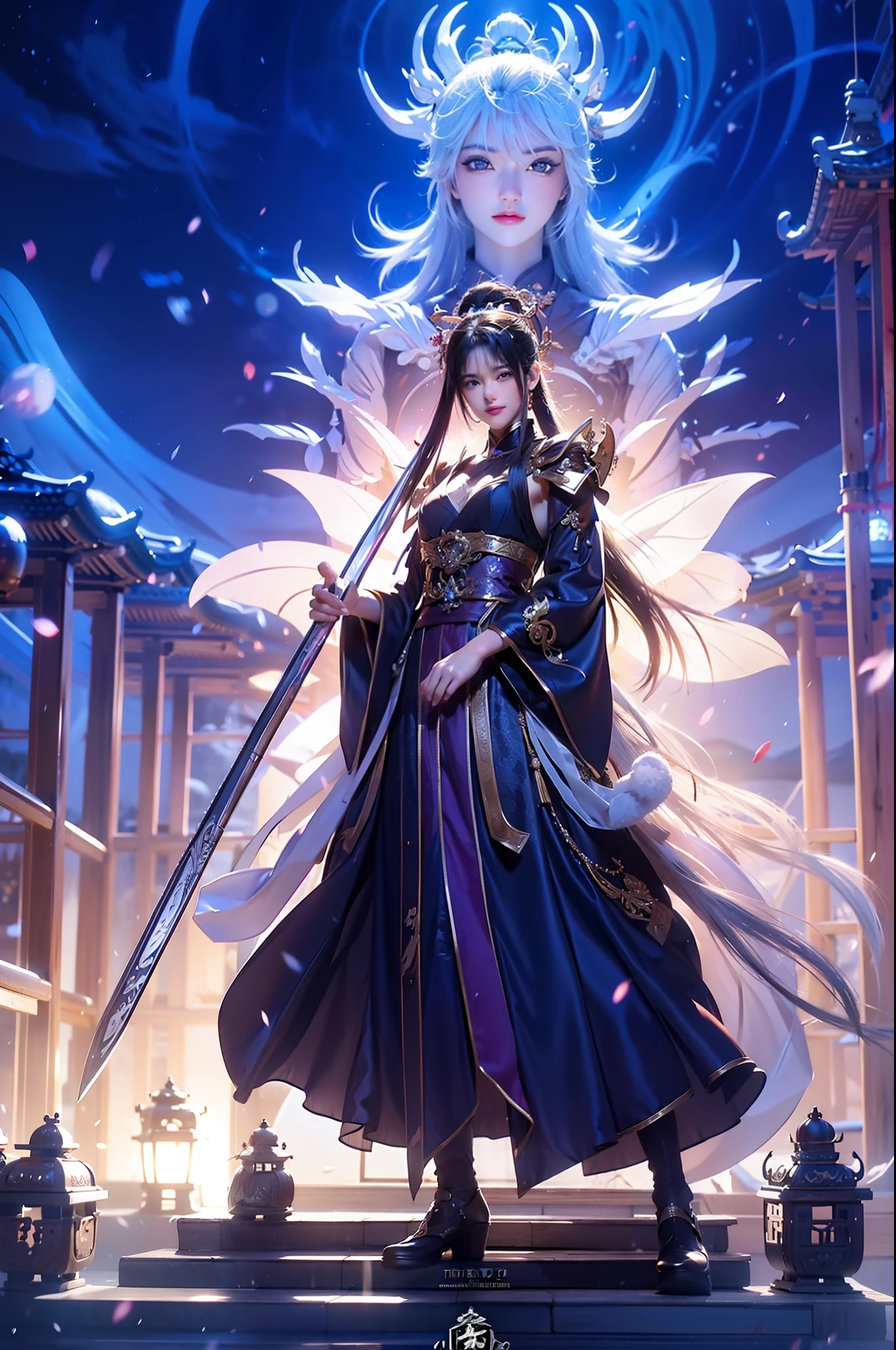 tmasterpiece, super detailing, Epic composition,China-style,hyper HD,high qulity, extremely detaile, offcial art, unified,8K ,Wallpapers, super detailing,Background snow,Oyuki,faeries,Fighting method,Swords,spells,Beautiful