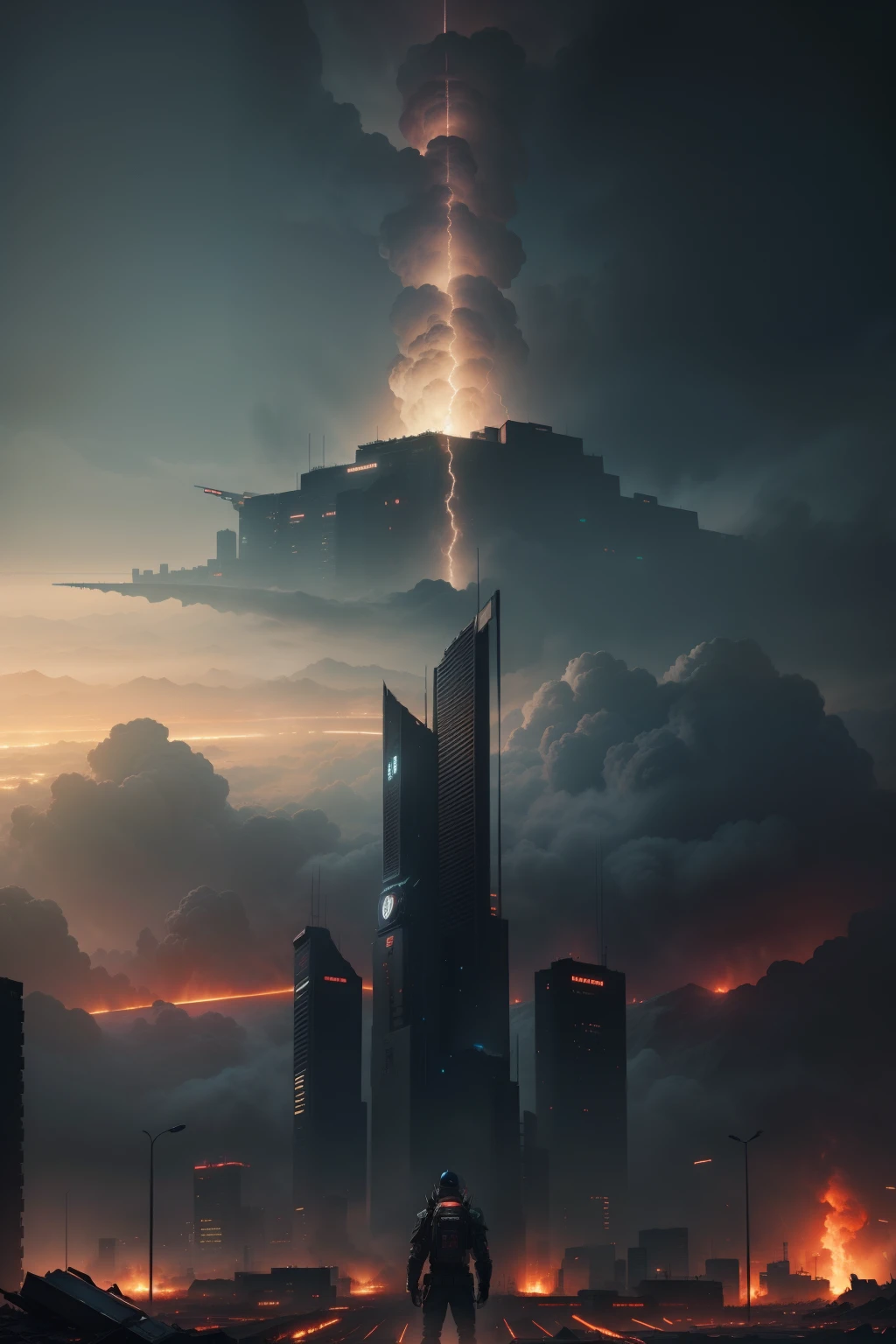 Armageddon,forfeit,zombie,city destruction,blasts,火焰,cold-hearted,Cybersteampunk,Wasteland wind,brutality,destroyed,Wide mirror,brutality,High Picture Quality,4k,high detal,true to life,human character