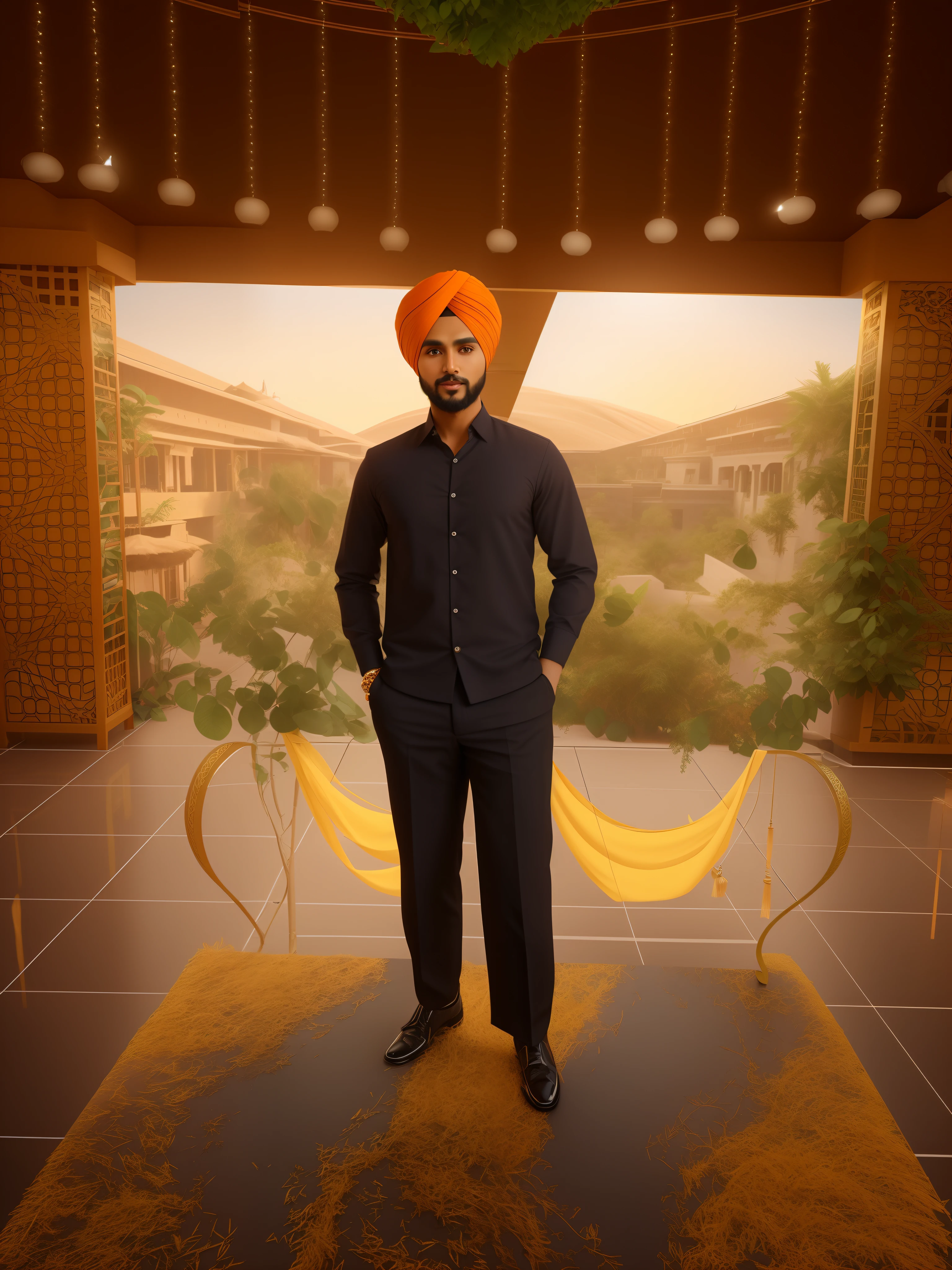 Change background, do not change face and turban, face and turban stays same, 8k , avatar type for profile photo, realistic face.