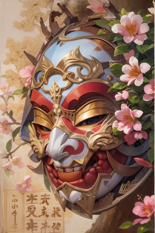 ((Masterpiece)), ((Best quality)), ((High- sharpness)), ((Photorealsitic))，Mask design，closeup cleavage，Woody，Encaustic painting，Ancient architectural masks，Animal masks，Plum blossom mask，photorealestic。