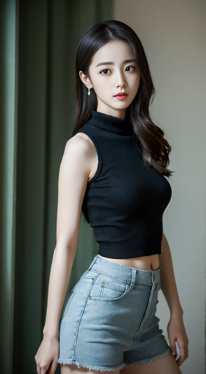 One wears tight shorts，Woman in tight skirt posing for a photo，A photograph inspired by Ma Yuanyu，Tumblr，hentail realism，dilraba dilmurat，beautiful Korean women，Korean girls，cute korean actress，Beautiful Korean young woman，gorgeous korean young woman，Young and cute Korean face，Kim Young-hin，ruan jia beautiful！，Korean female fashion model