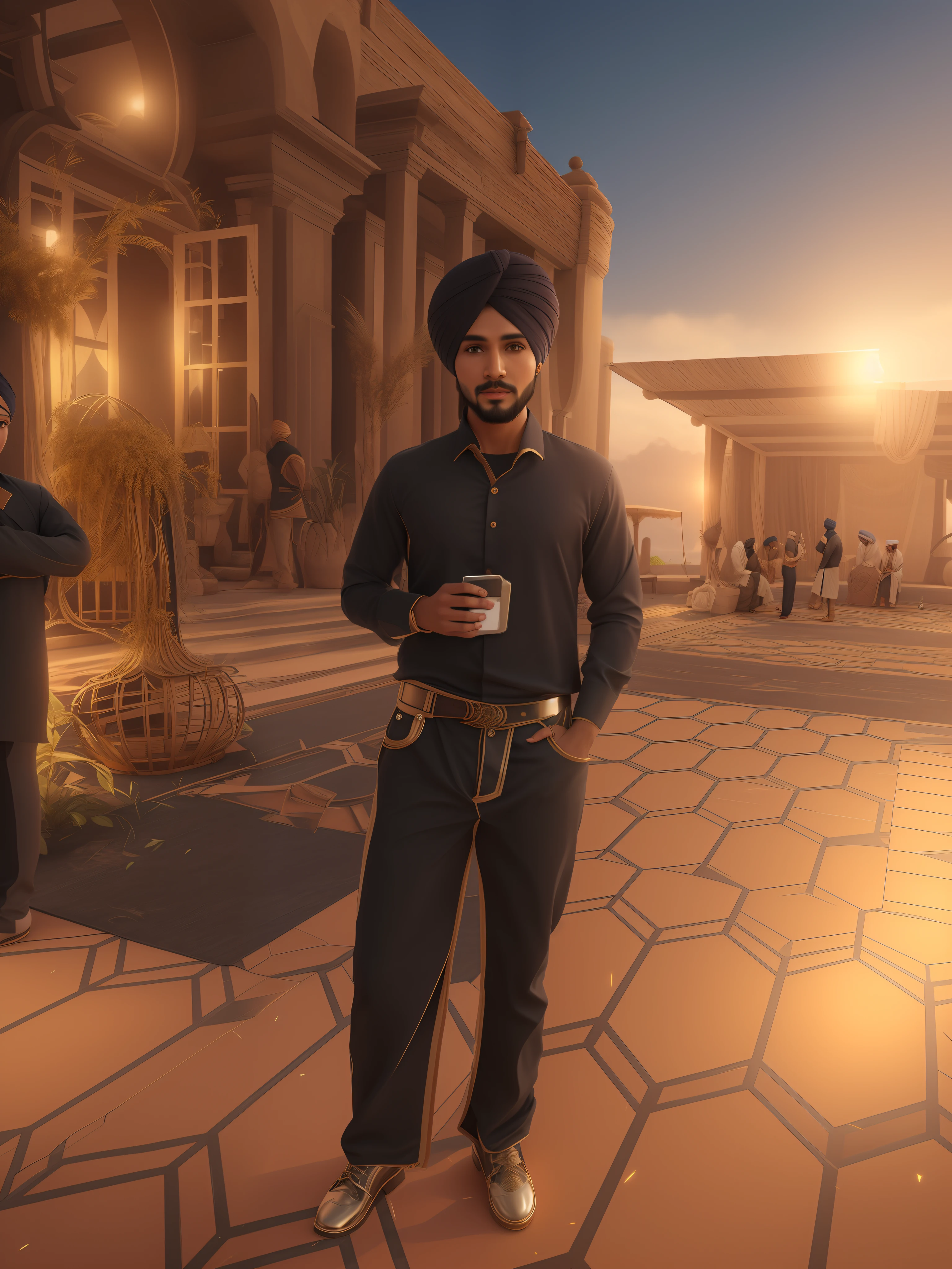 Change background, do not change face and turban, face and turban stays same, 8k , avatar type for profile photo, realistic face.