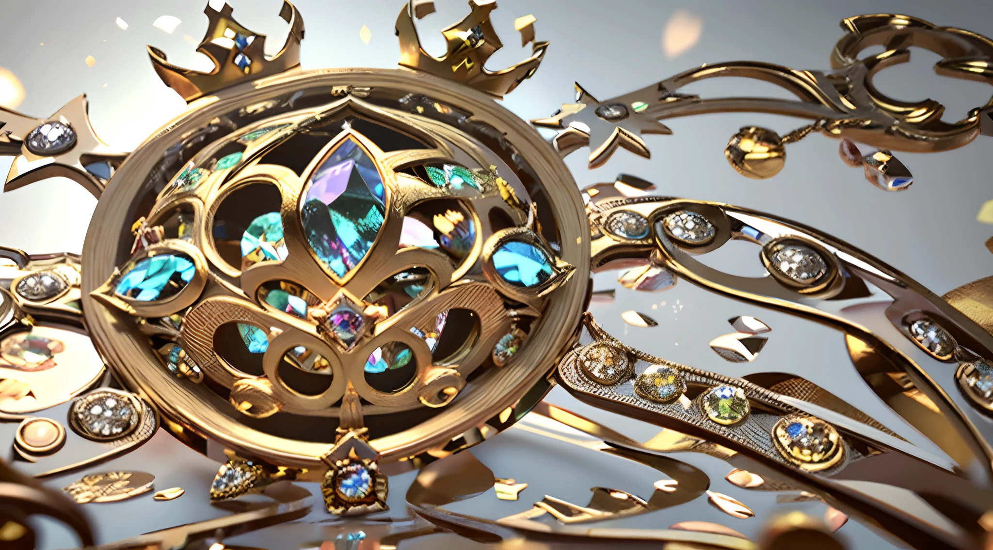 8K, (crown close-up), positive perspective!! , with a crown with diamonds on a white background, diamond wings!! , super realistic fantasy crown, golden crown, white laser crown, golden flower crown, floating crown, (Ray Tracing), (clean background)), crown, flower crown, crown, giant diamond crown, golden tiara, amazing flower crown, diamond crown