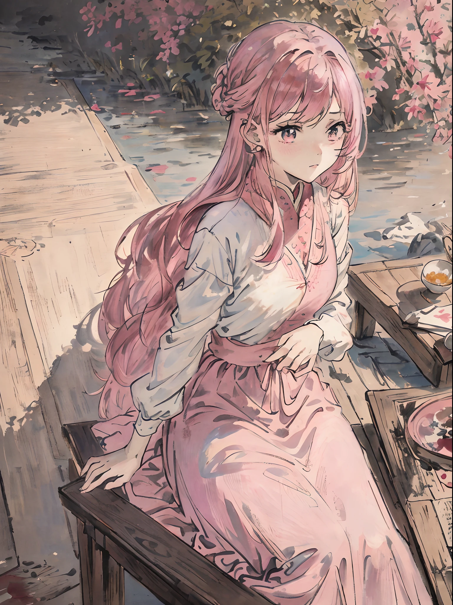 tmasterpiece,Need,The best beautiful girl,Extremely beautiful,World Masterpiece Theatre,super-fine,Need,Need,Pink hair,A high resolution,Need,1girl,Need,illustratio,looking at viewert, impasto, canvas, oil painted, realistic, realist,real,