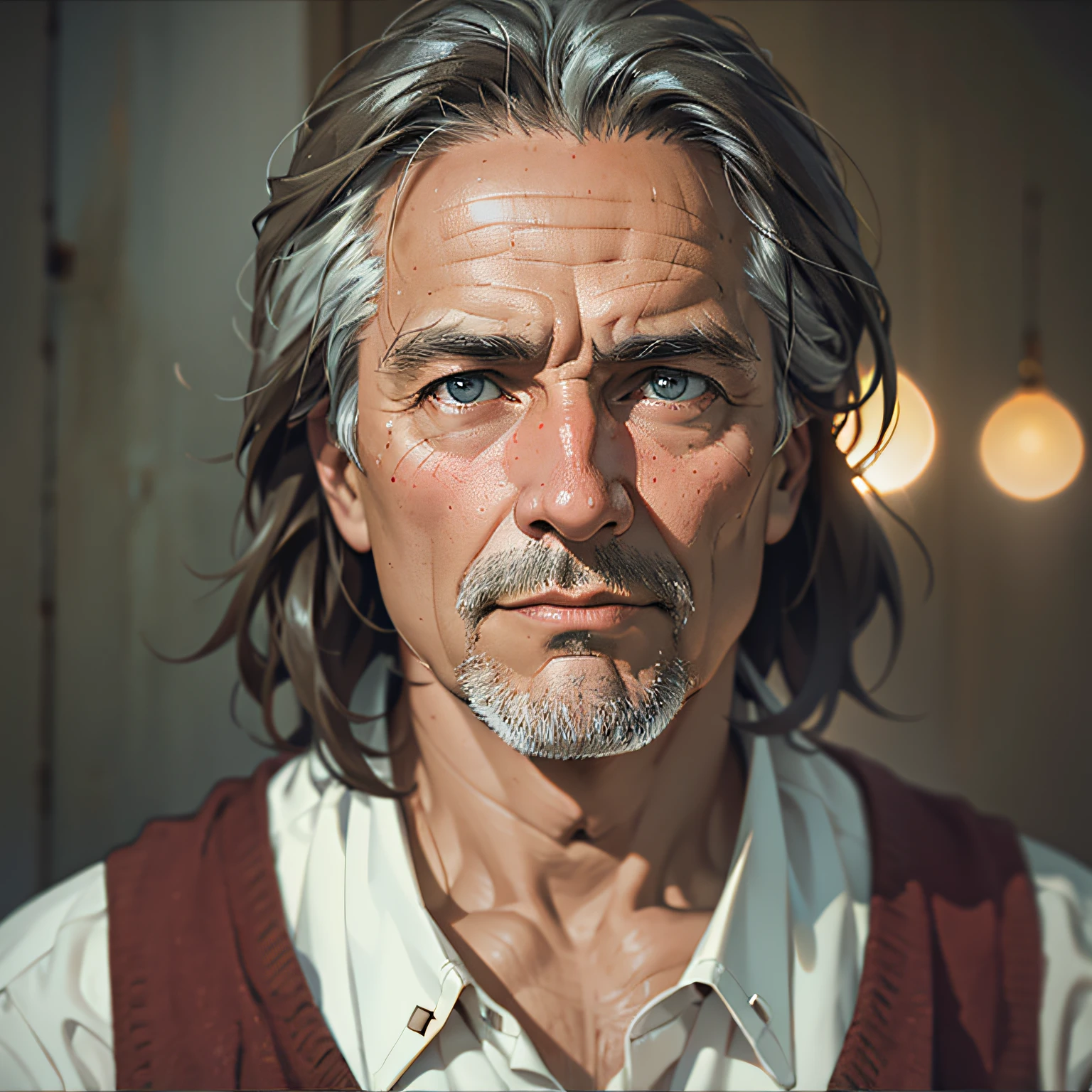 Portrait of a 50-year-old man, , A highly detailed, f/1.4, 50mm lens, detailed facial features, cinematic lighting, Cinematography
