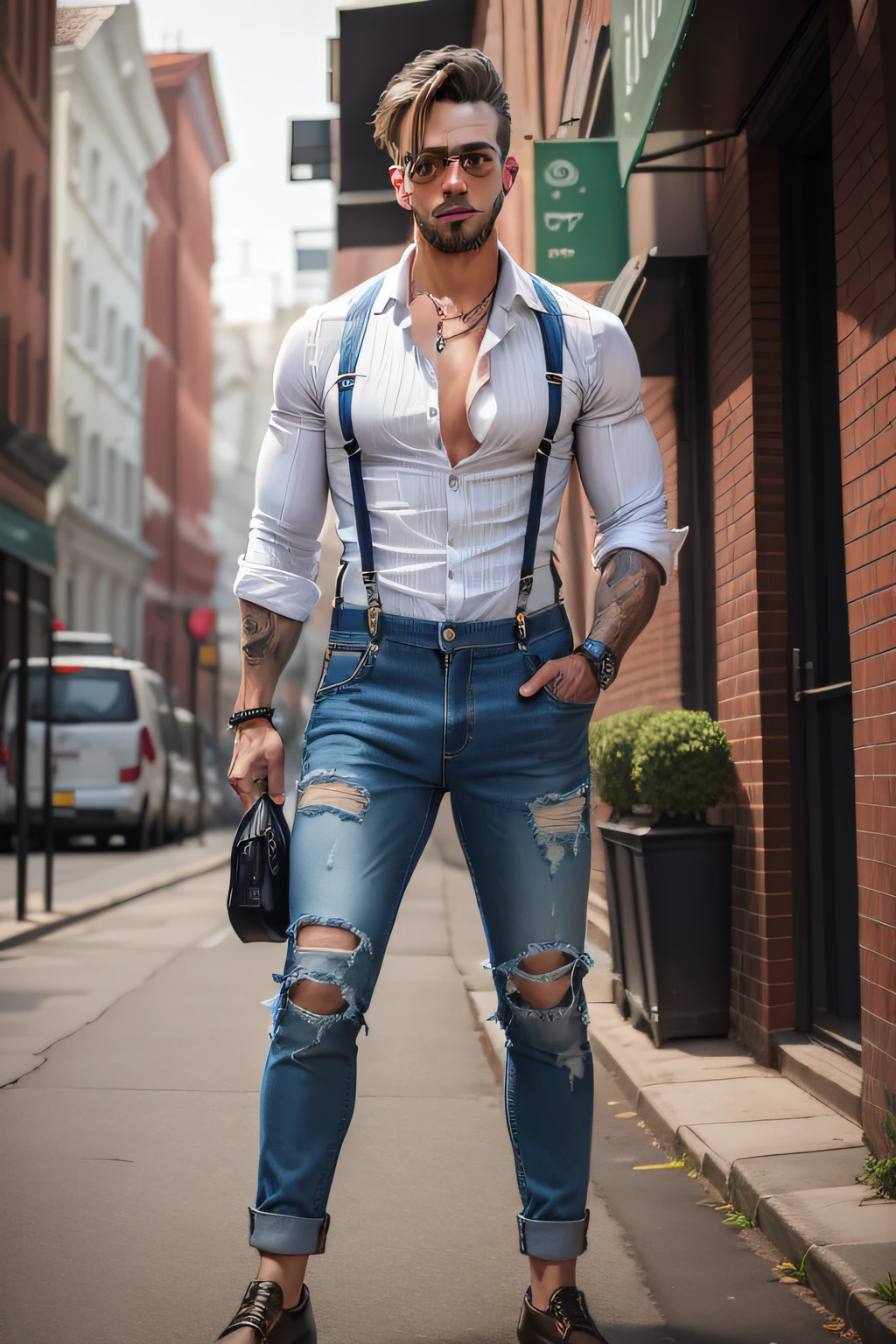 Cross-border men's foreign trade men's denim suspenders men's jeans new pants jumpsuit men's models