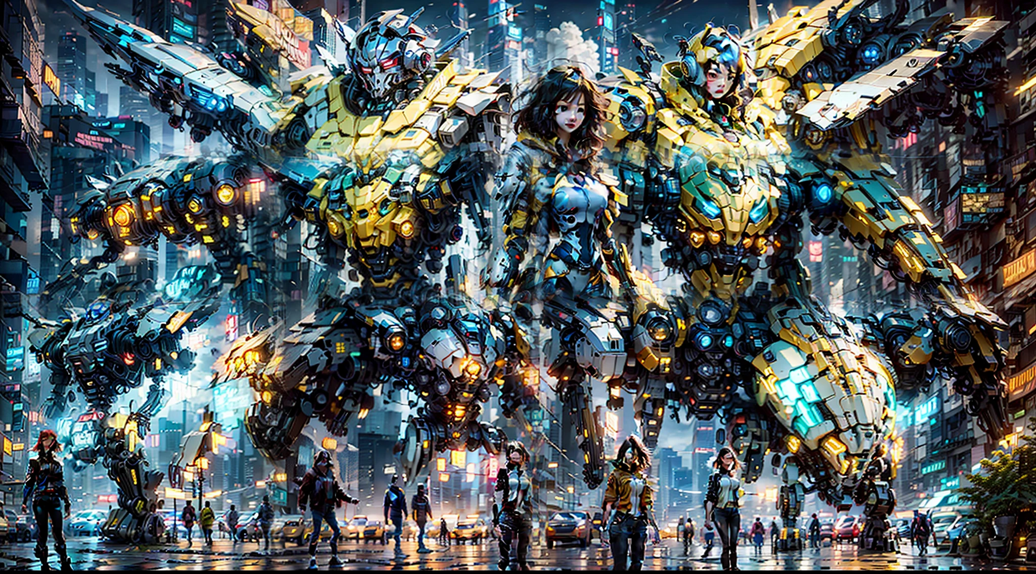 Boutique,best quality,Gold jewelry,(slip out feet),Fairy skin,(Fidelity :1.2),Standing,Super Detailed,realistic,High quality,Movie Light,Ray tracking,Ultra HD,Upper body
Girl in shorts and jacket standing next to giant robot, Guweiz style artwork, CyberPunk mech, Trends on CGSTATION, Guweiz, Russell Dongjun Lu, digital cyberpunk anime art, Ross Tran 8 K, Guweiz on ArtStation Pixiv, Girl in mecha network armor