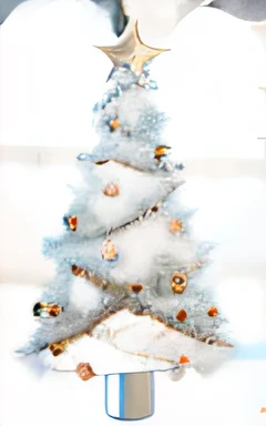Silver Christmas tree decoration with bells and ribbon, Photos from 2023, 2022 photograph