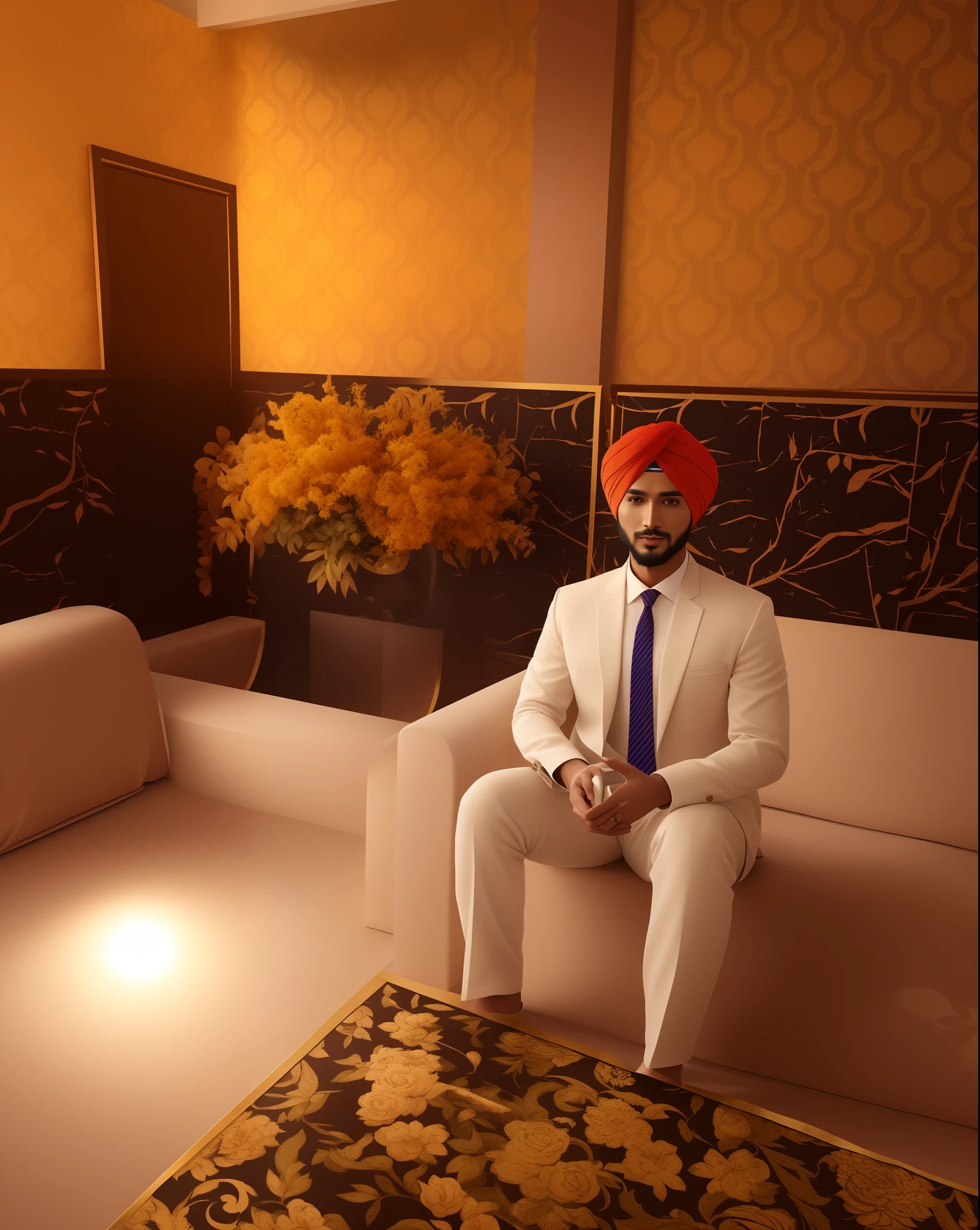 Change background, do not change face and turban, face and turban stays same, 8k , avatar type for profile photo, realistic face.