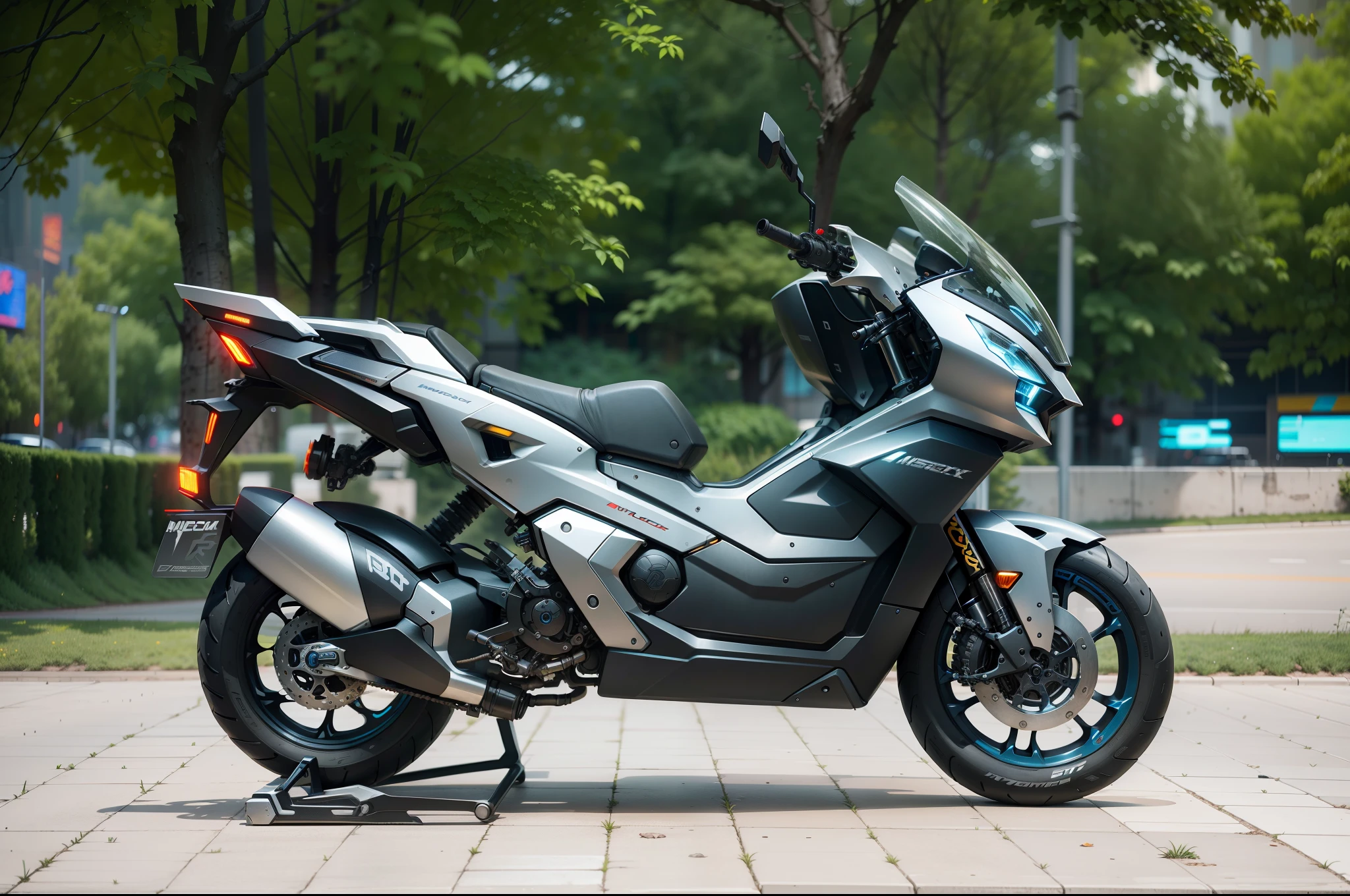 Cyberpunk mechanical motorcycle，Biomechanicals，hyper realisitc， Steel， Complex design， insanely details， finely detailled， Extremely clear lines， cinmatic lighting， photograph realistic， A detailed masterpiece