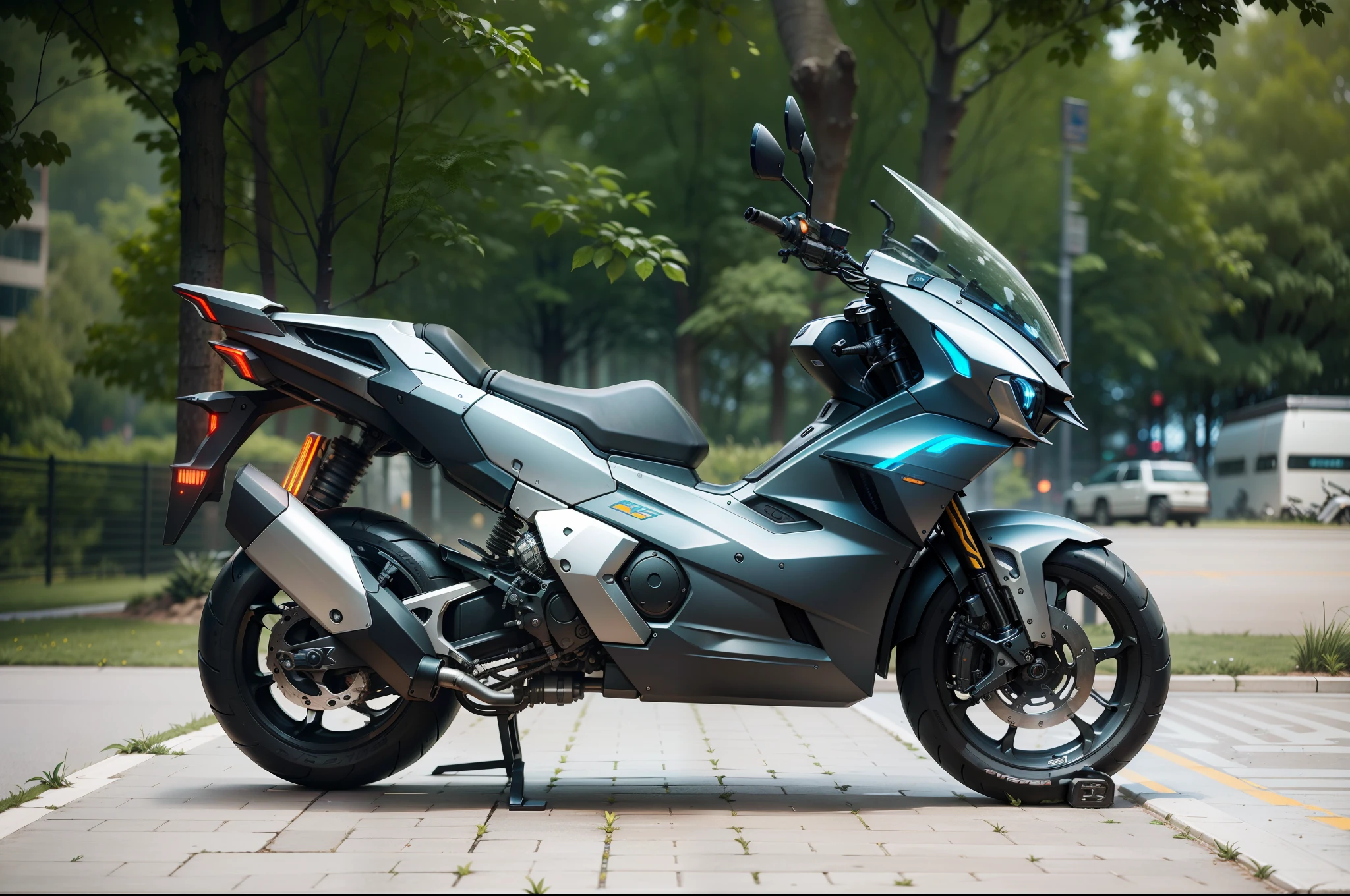 Cyberpunk mechanical motorcycle,Biomechanicals,hyper realisitc, Steel, Complex design, insanely details, finely detailled, Extremely clear lines, cinmatic lighting, photograph realistic, A detailed masterpiece
